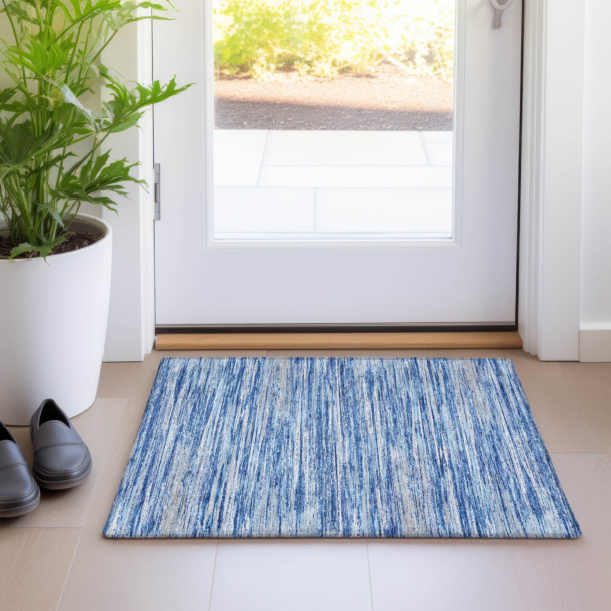 Seoul Machine Washable Transitional Blue Rug 1'8" x 2'6" #shape_Rectangle