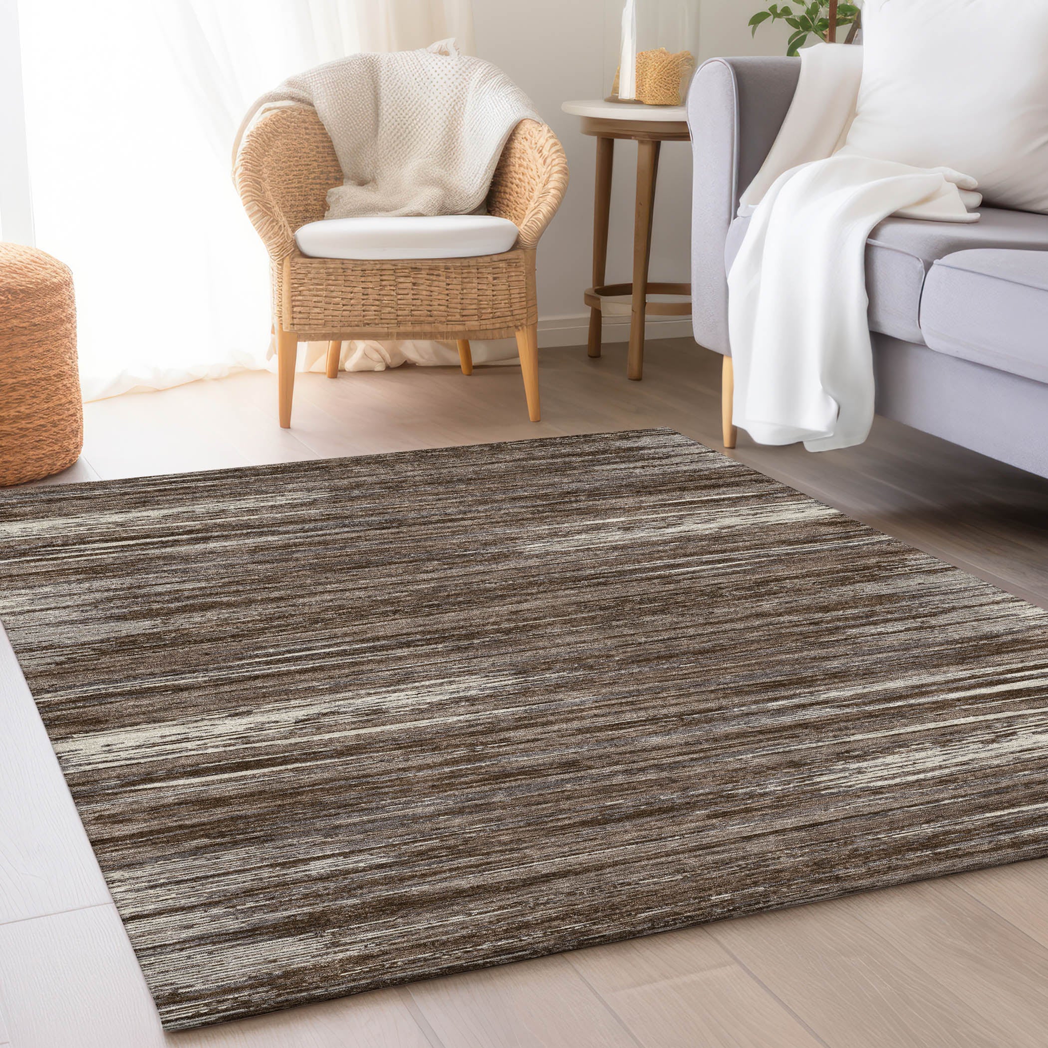 Seoul Machine Washable Transitional Brown Rug 2'6" x 3'10" #shape_Rectangle