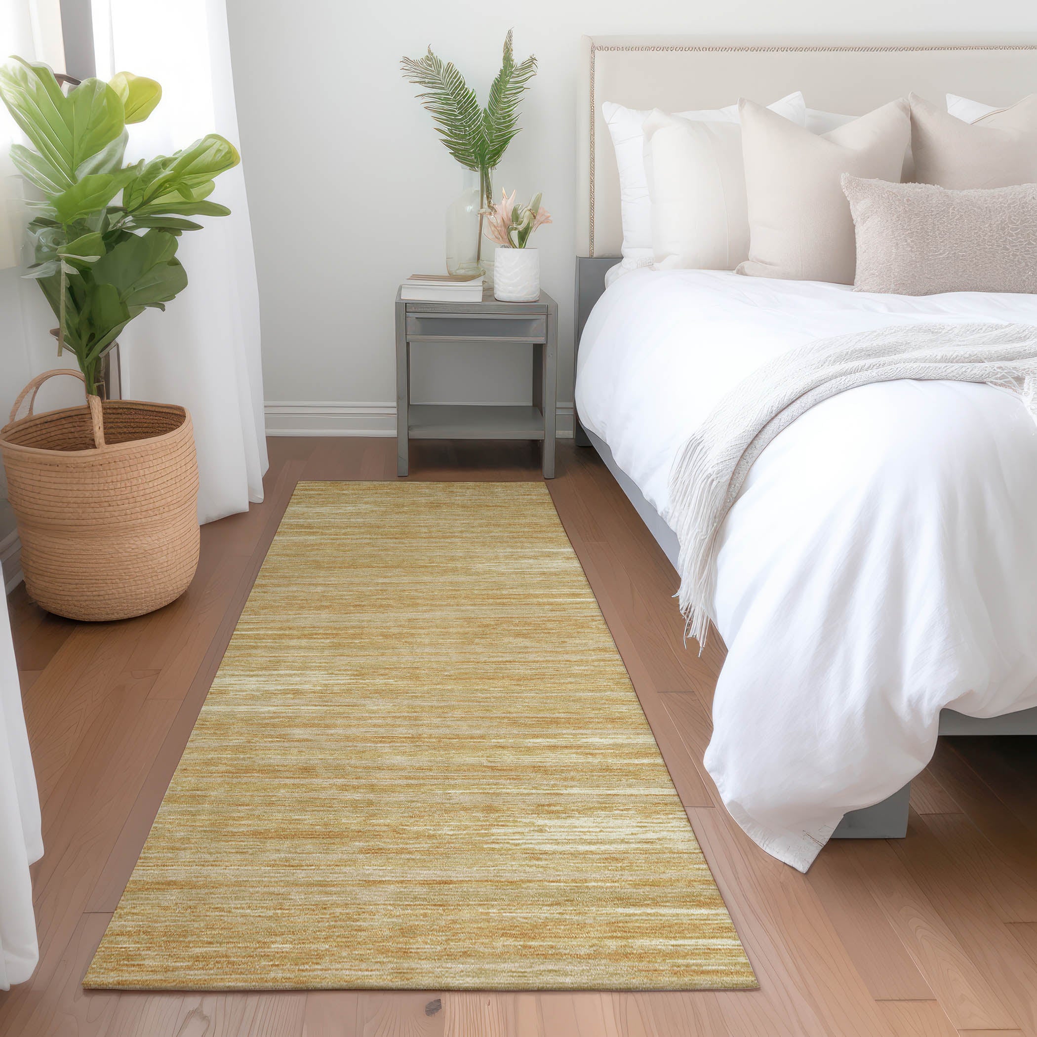 Seoul Machine Washable Transitional Gold Rug 2'3" x 7'6" #shape_Runner
