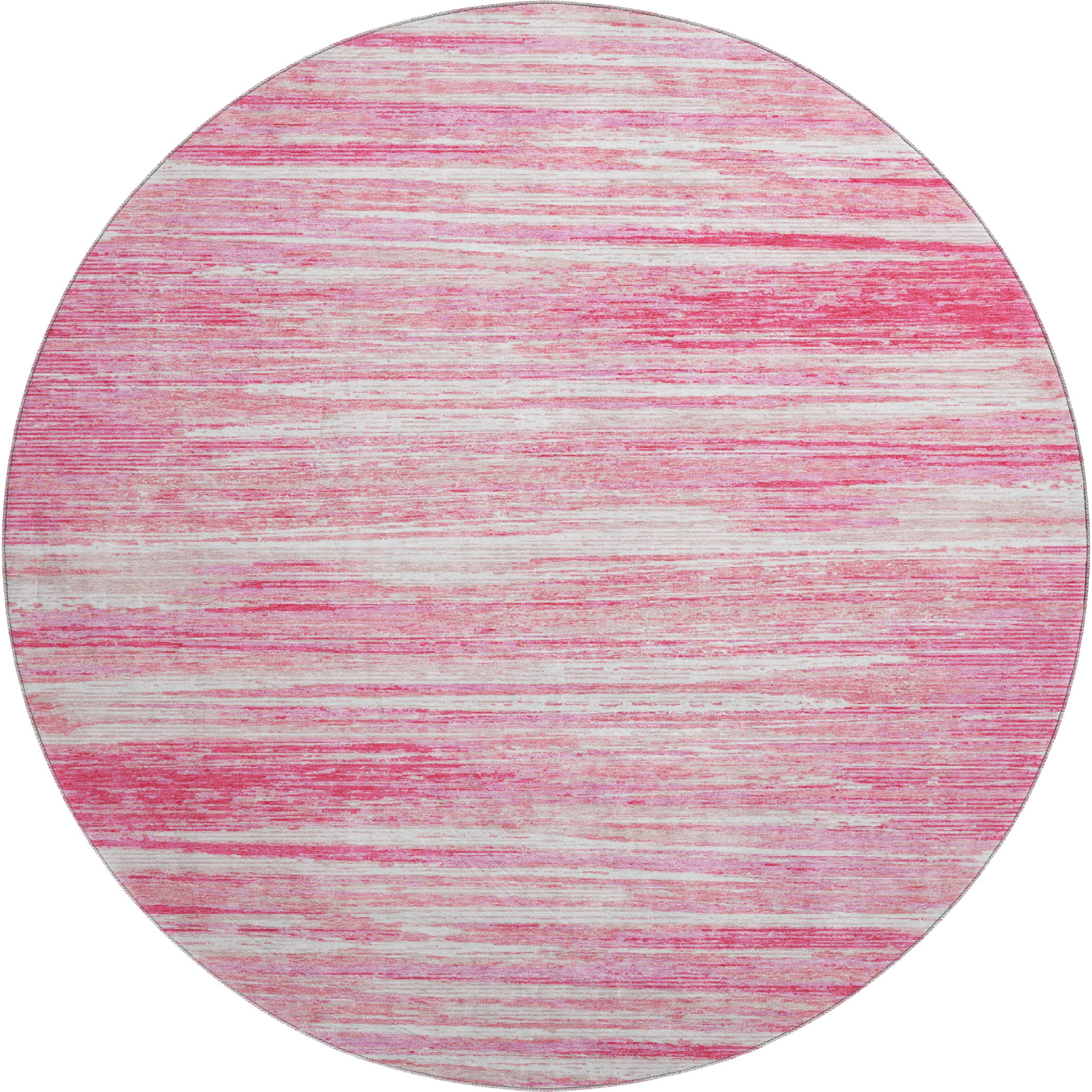 Seoul Machine Washable Transitional Pink Rug 8' x 8' #shape_Round