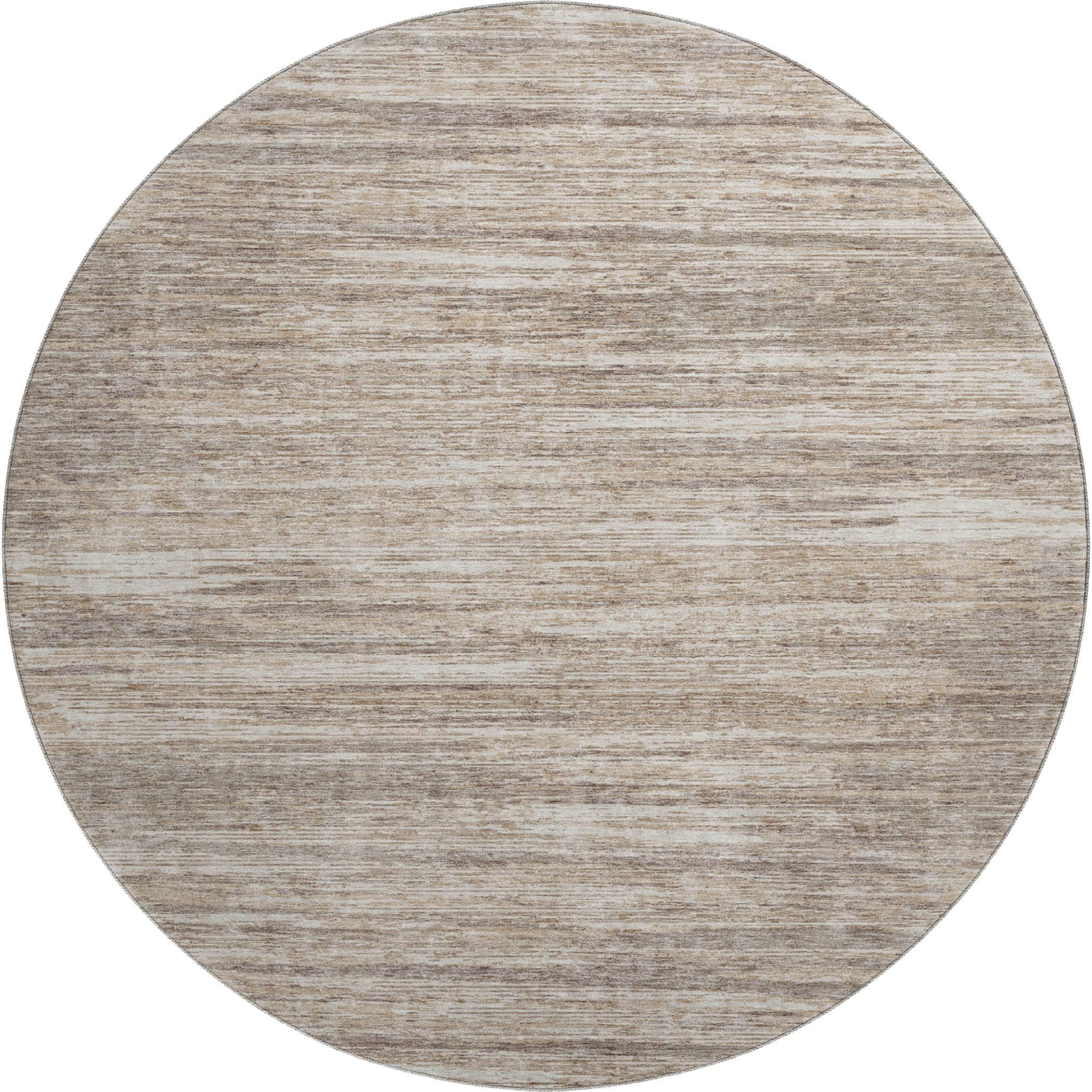 Seoul Machine Washable Transitional Taupe Brown Rug 8' x 8' #shape_Round