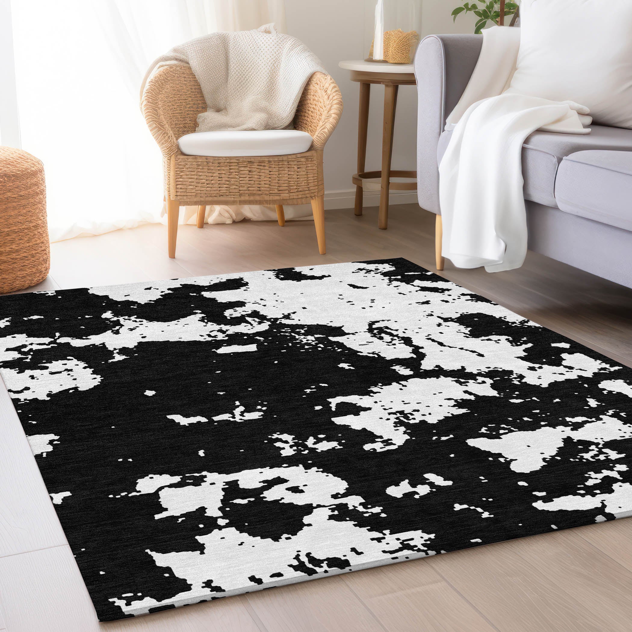 Baku Machine Washable Transitional Black Rug 2'6" x 3'10" #shape_Rectangle