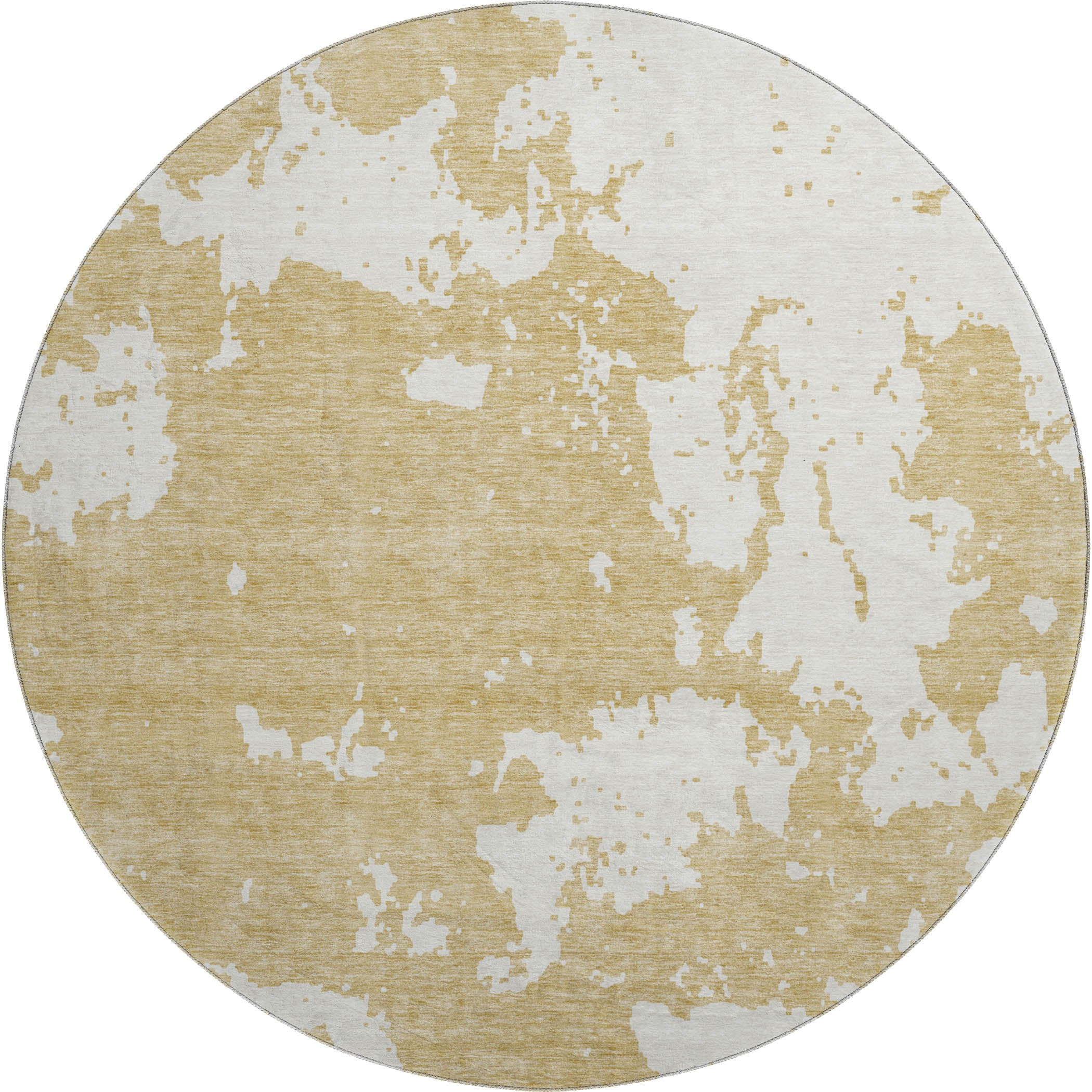 Baku Machine Washable Transitional Gold Rug 8' x 8' #shape_Round