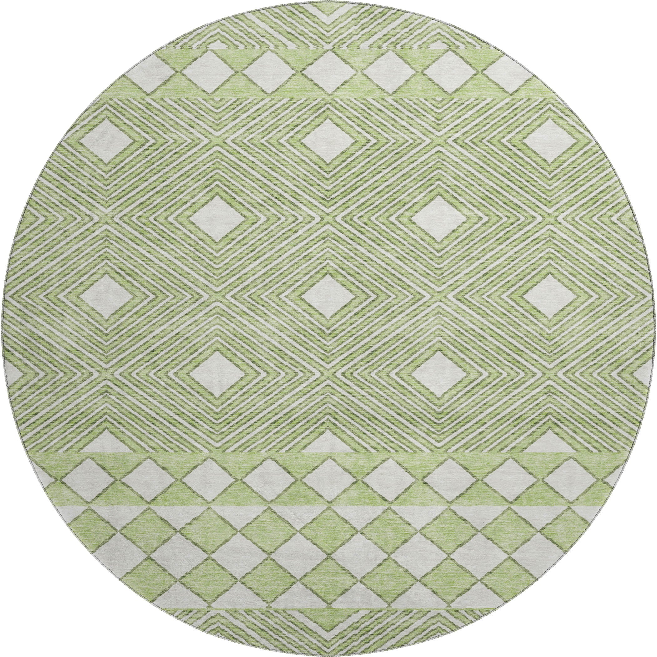 Dubrovnik Machine Washable Transitional Aloe Green Rug 8' x 8' #shape_Round