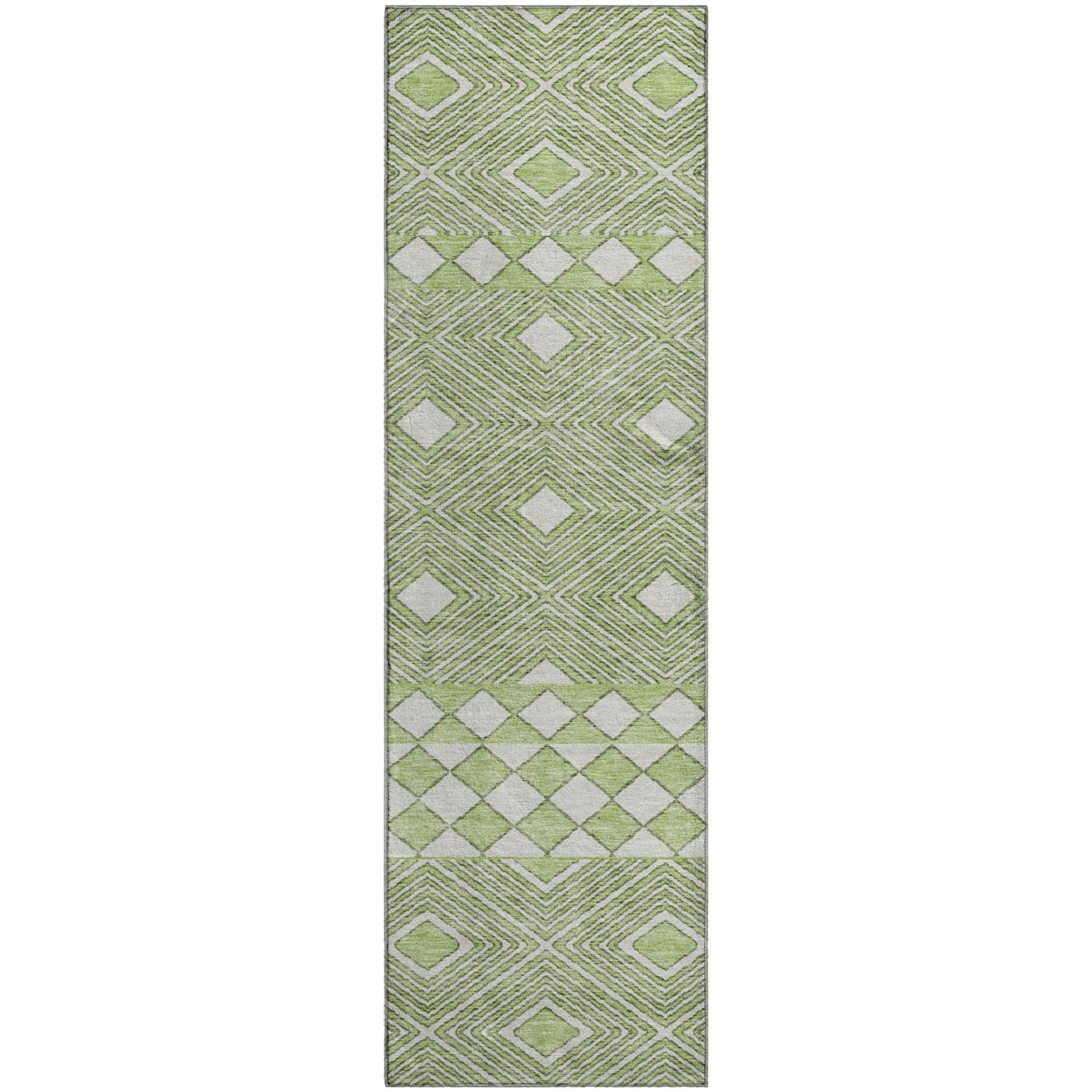Dubrovnik Machine Washable Transitional Aloe Green Rug 2'3" x 7'6" #shape_Runner