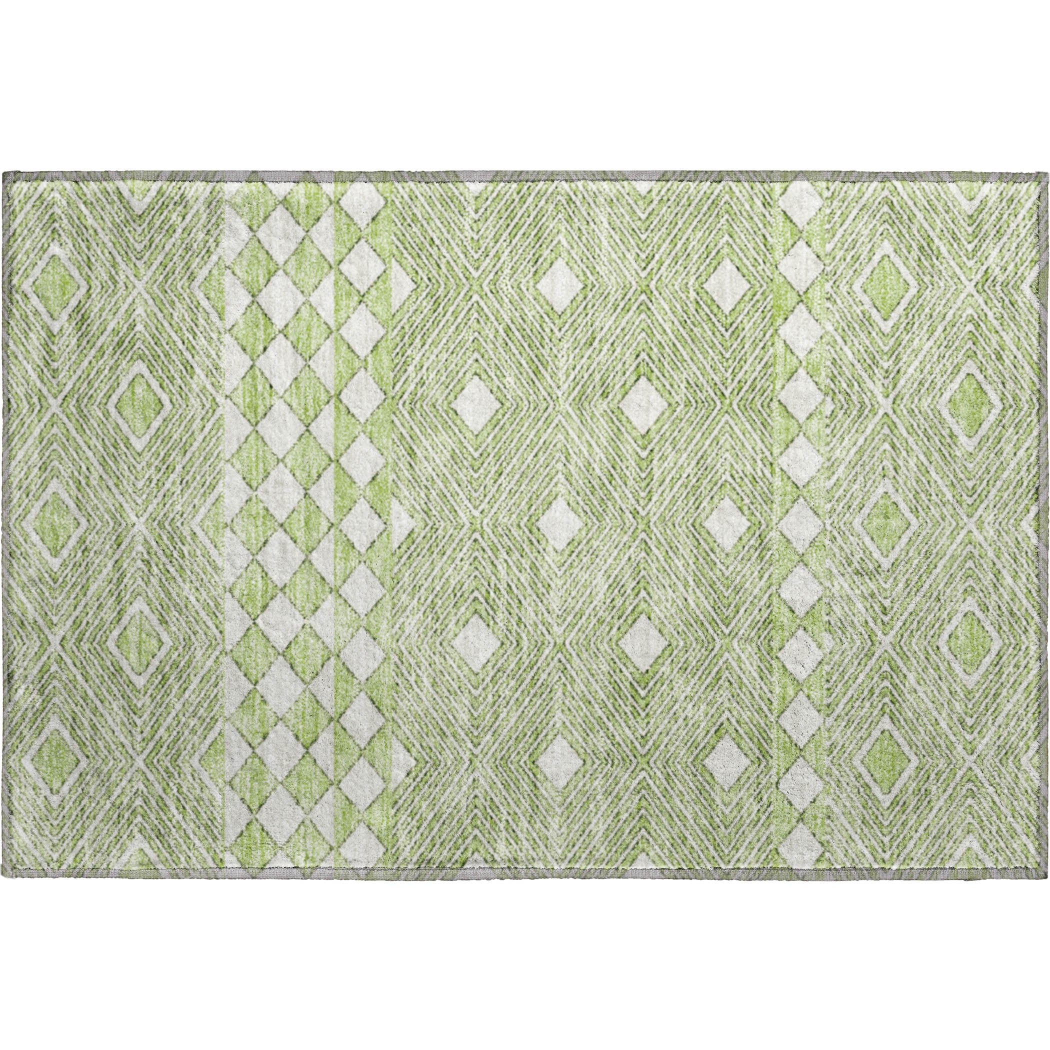 Dubrovnik Machine Washable Transitional Aloe Green Rug 1'8" x 2'6" #shape_Rectangle