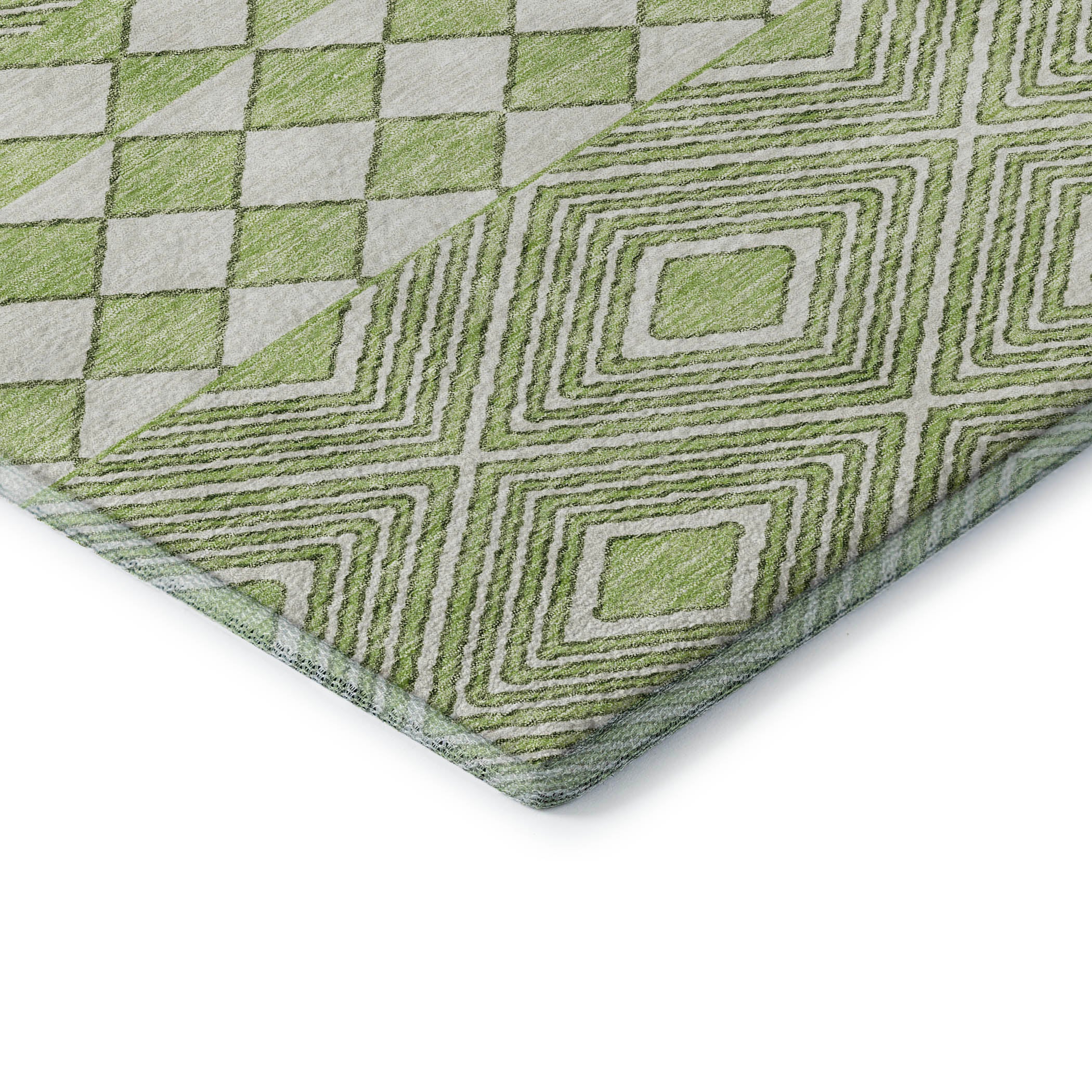 Dubrovnik Machine Washable Transitional Aloe Green Rug 1'8" x 2'6" #shape_Rectangle