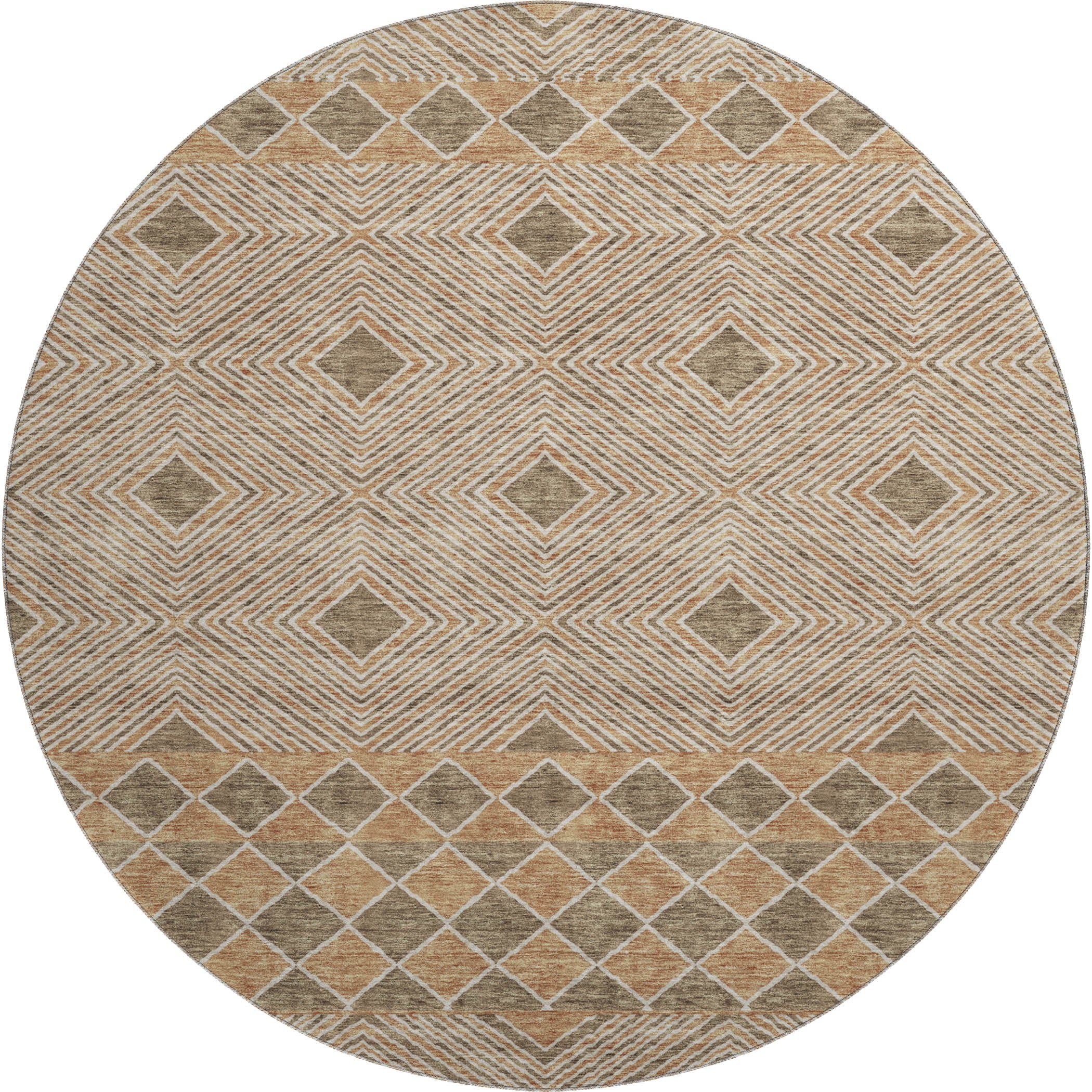 Dubrovnik Machine Washable Transitional Brown Rug 8' x 8' #shape_Round