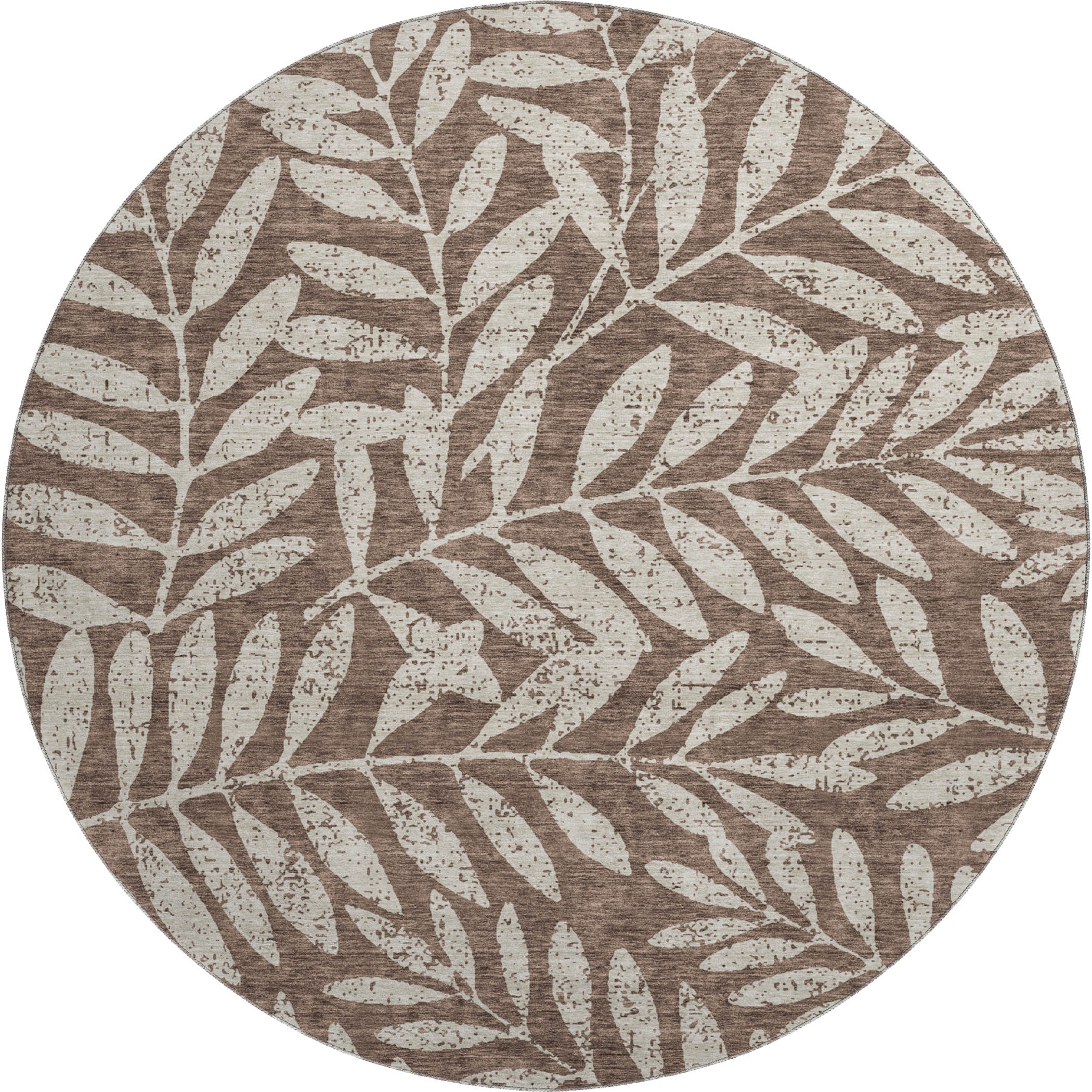 Lima Machine Washable Transitional Brown Rug 8' x 8' #shape_Round