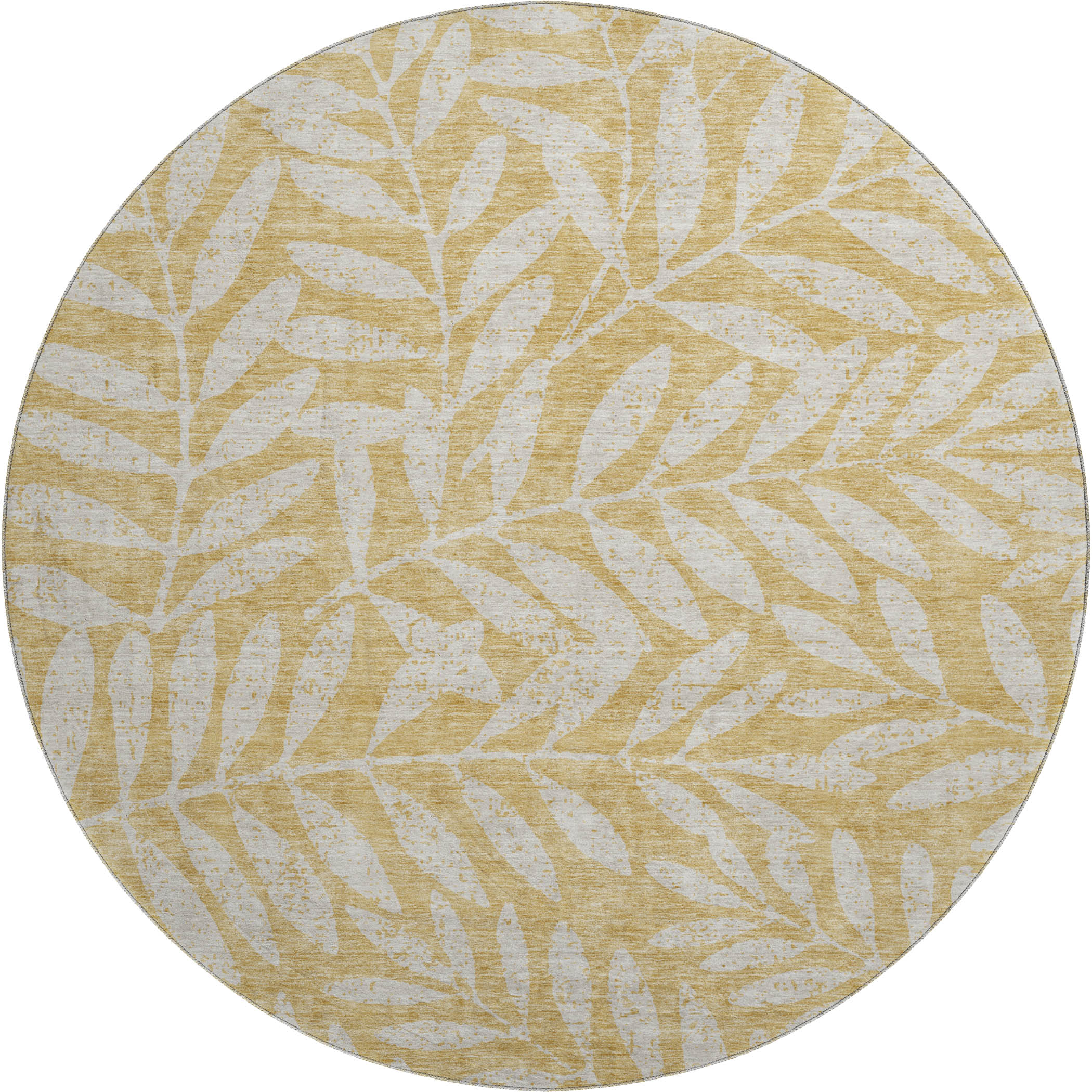 Lima Machine Washable Transitional Gold Rug 8' x 8' #shape_Round