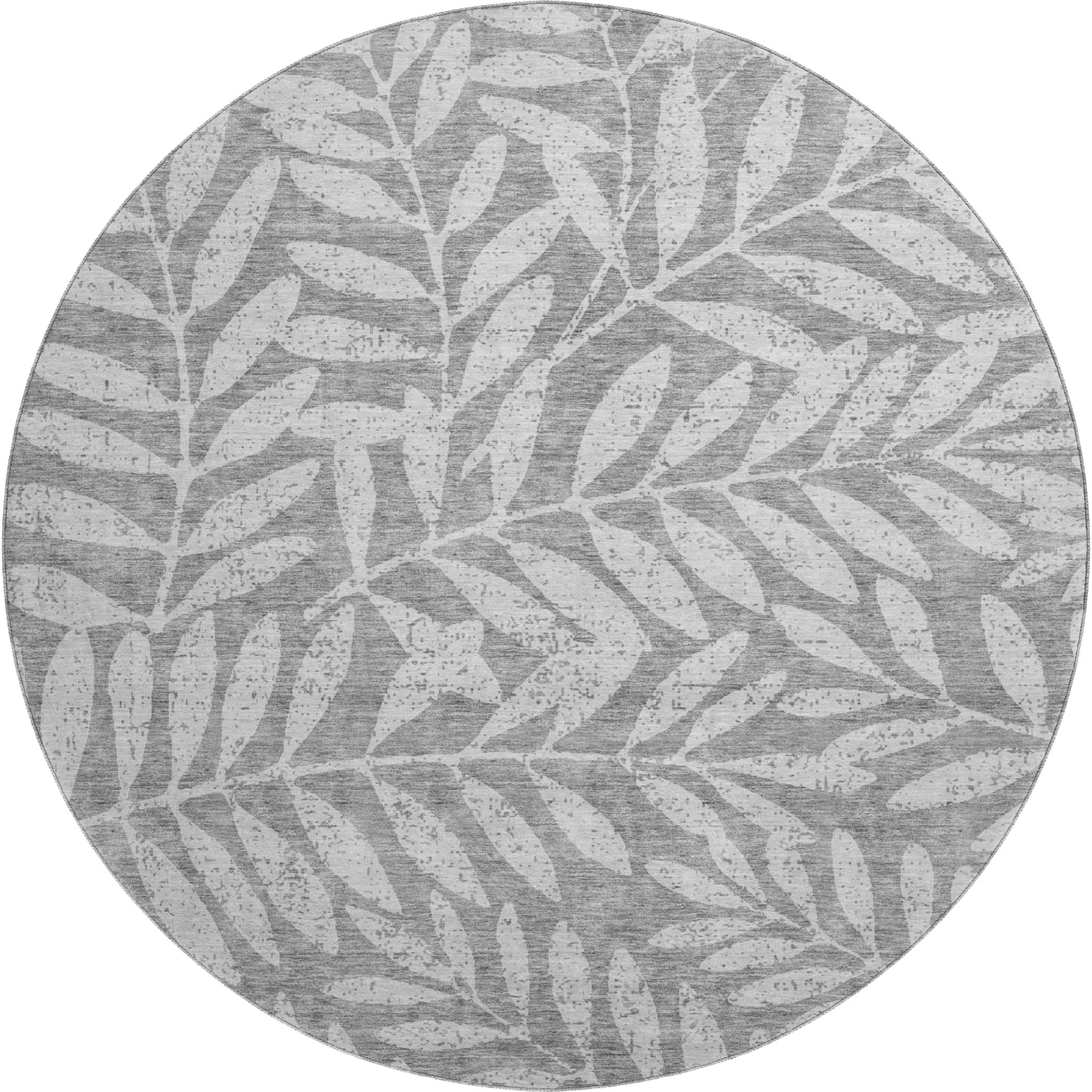 Lima Machine Washable Transitional Gray Rug 8' x 8' #shape_Round