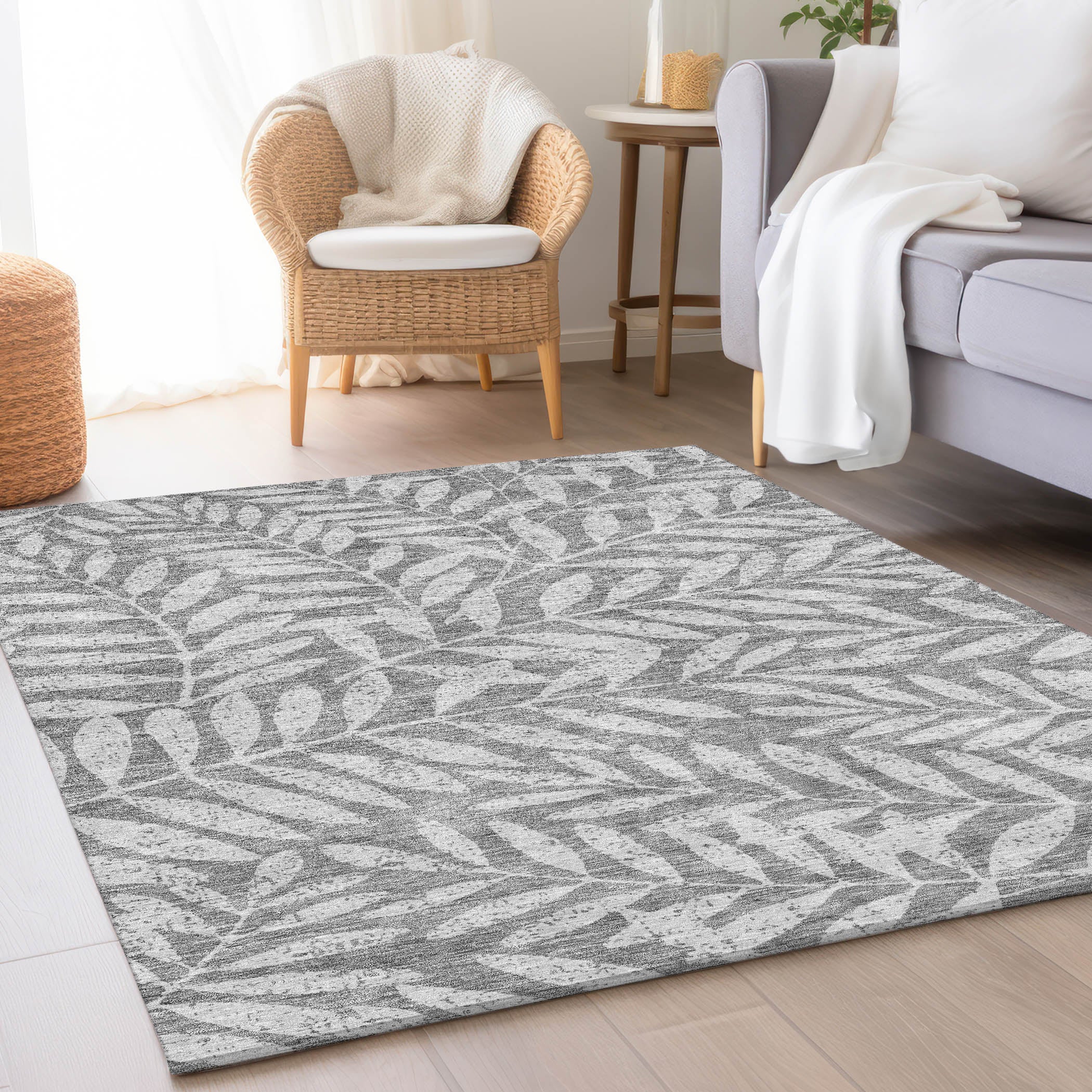 Lima Machine Washable Transitional Gray Rug 2'6" x 3'10" #shape_Rectangle