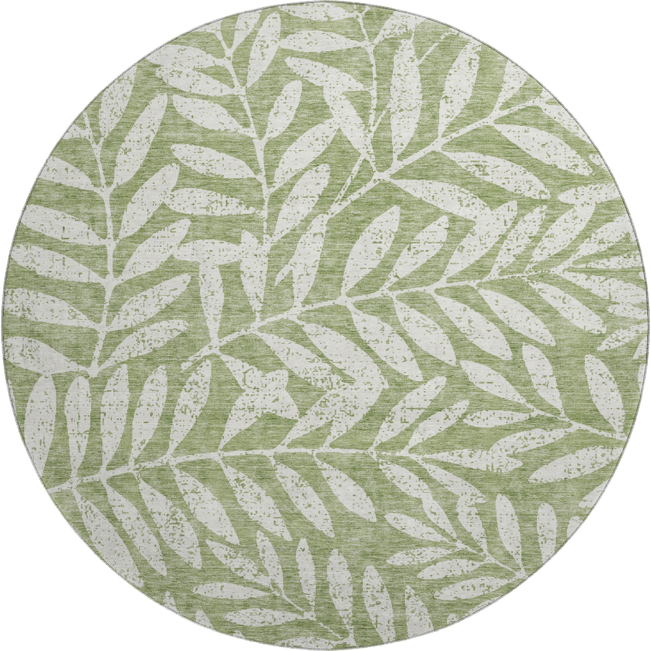 Lima Machine Washable Transitional Green Rug 8' x 8' #shape_Round