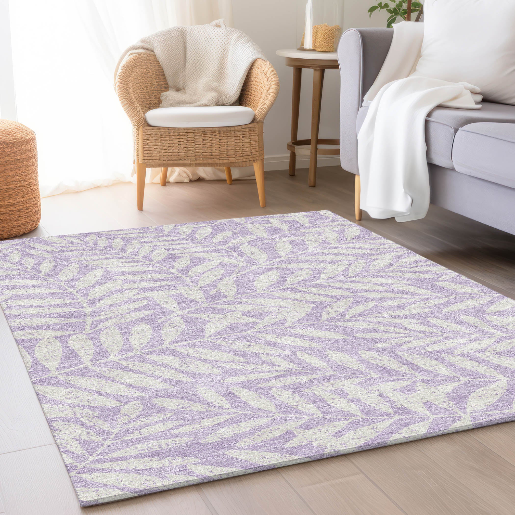 Lima Machine Washable Transitional Lavender Purple Rug 2'6" x 3'10" #shape_Rectangle