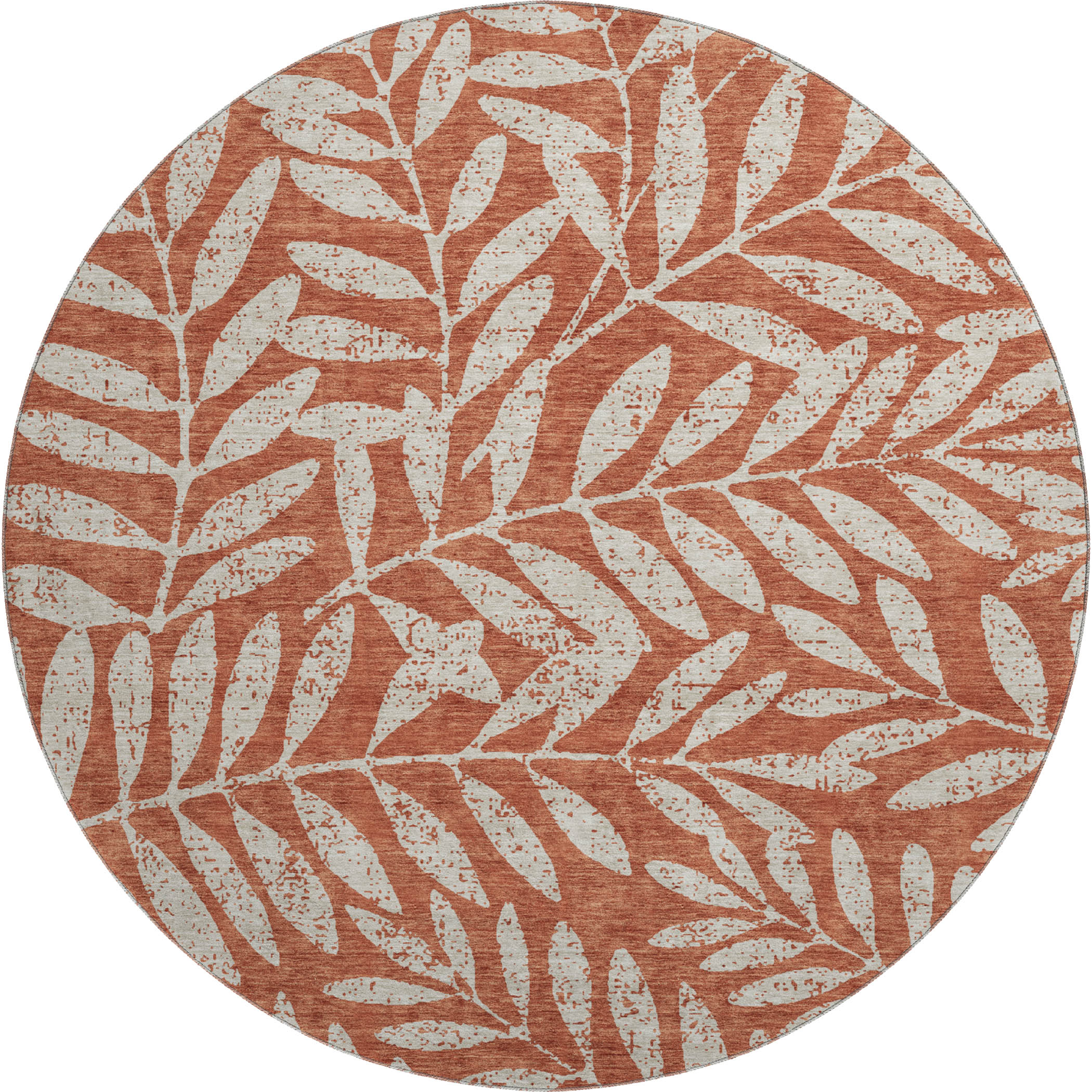 Lima Machine Washable Transitional Paprika Orange Rug 8' x 8' #shape_Round
