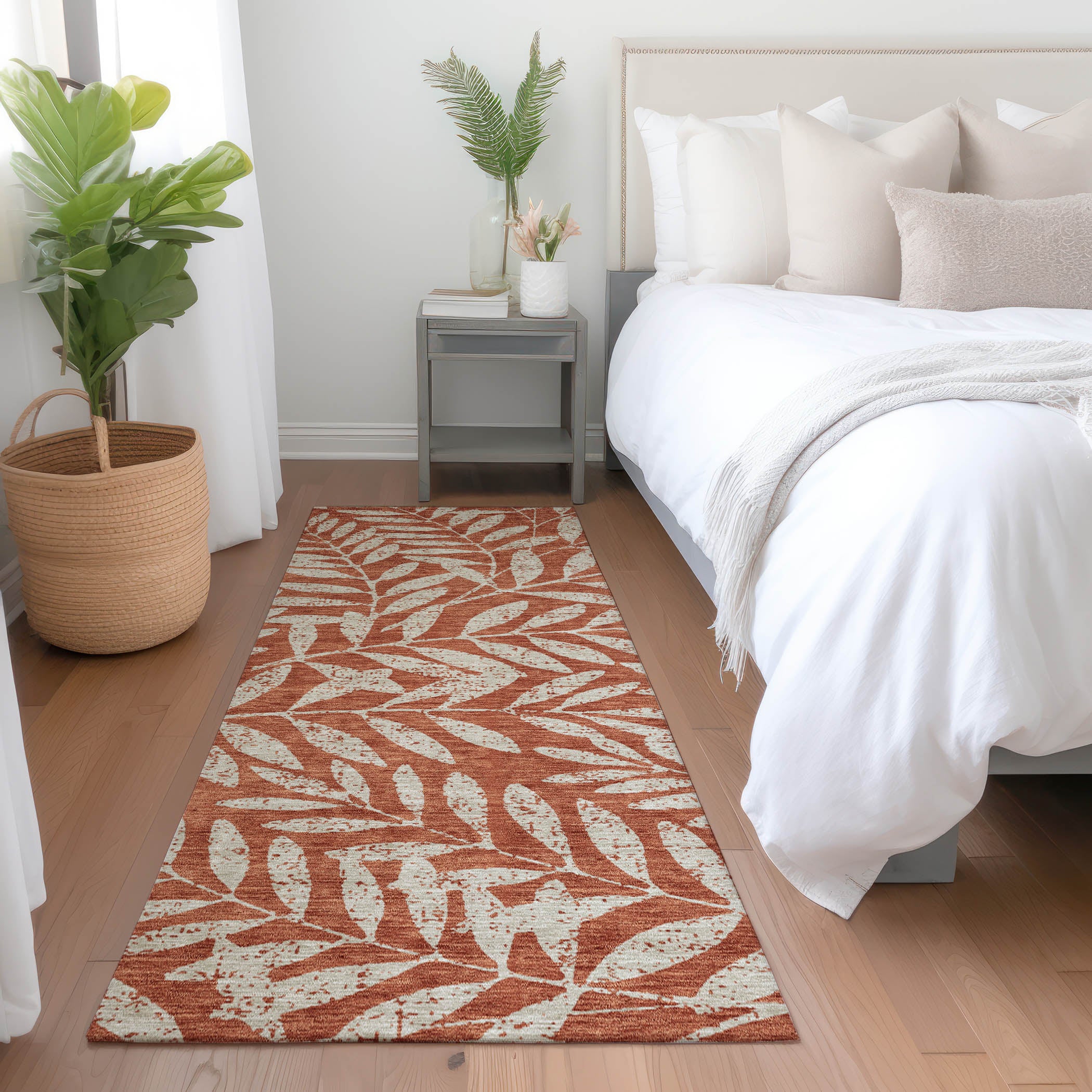 Lima Machine Washable Transitional Paprika Orange Rug 2'3" x 7'6" #shape_Runner
