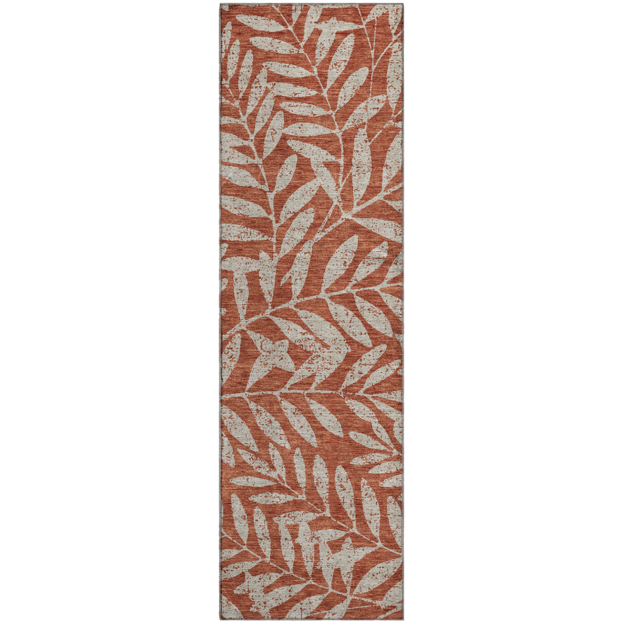 Lima Machine Washable Transitional Paprika Orange Rug 2'3" x 7'6" #shape_Runner