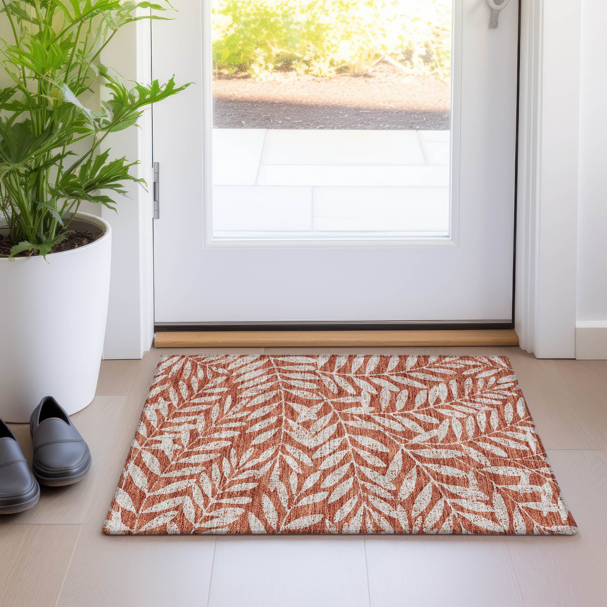 Lima Machine Washable Transitional Paprika Orange Rug 1'8" x 2'6" #shape_Rectangle