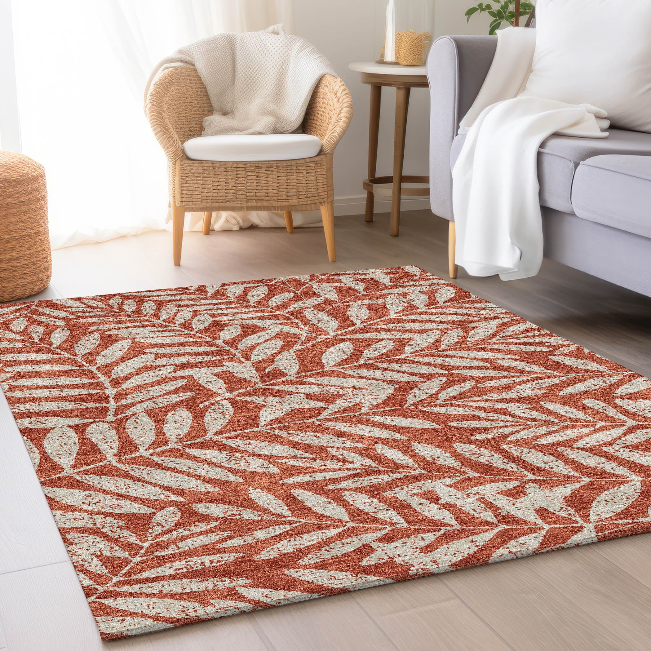 Lima Machine Washable Transitional Paprika Orange Rug 2'6" x 3'10" #shape_Rectangle