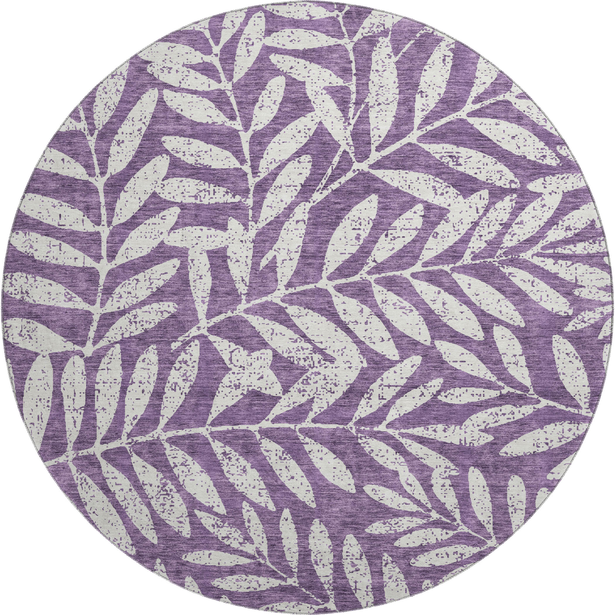 Lima Machine Washable Transitional Purple Rug 8' x 8' #shape_Round
