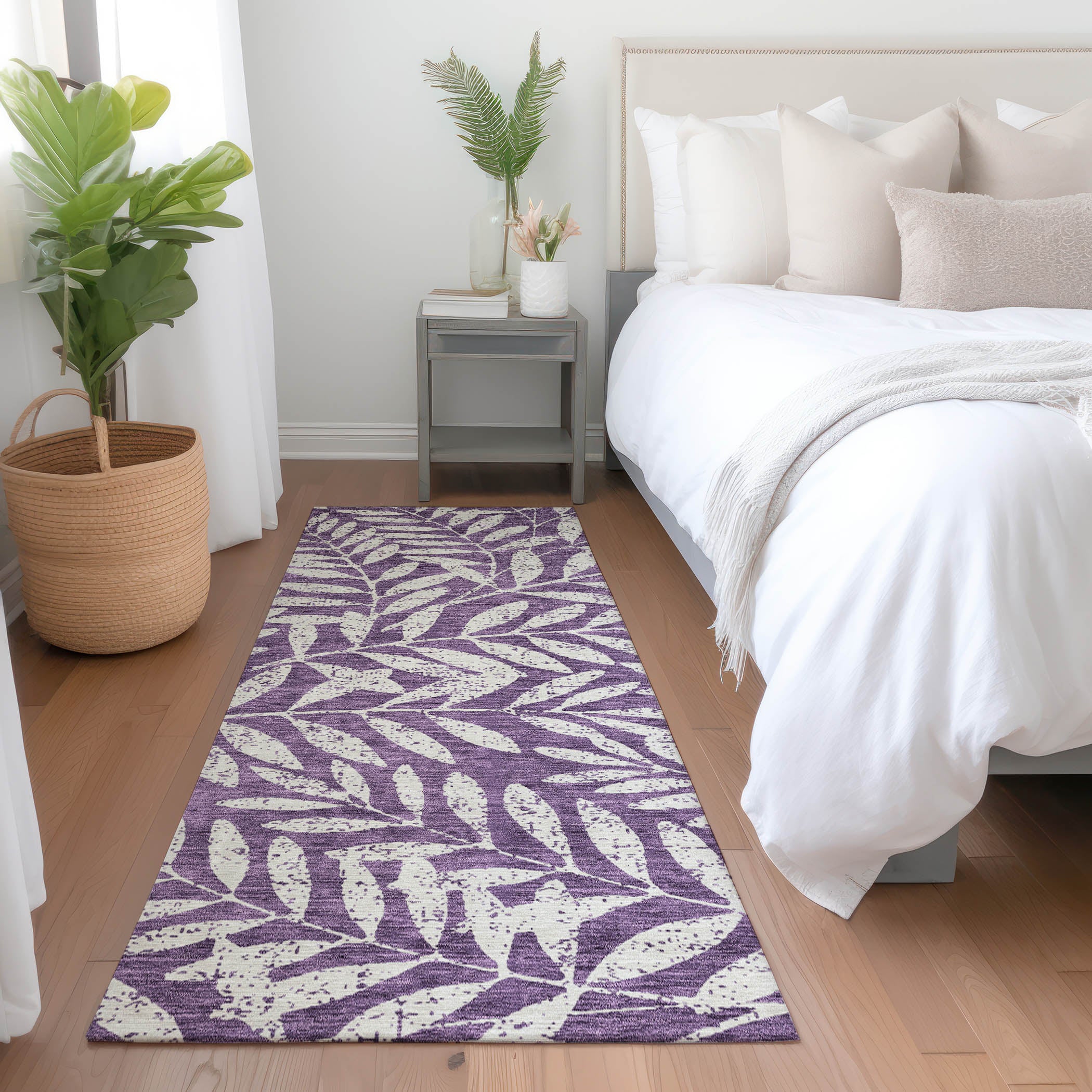 Lima Machine Washable Transitional Purple Rug 2'3" x 7'6" #shape_Runner