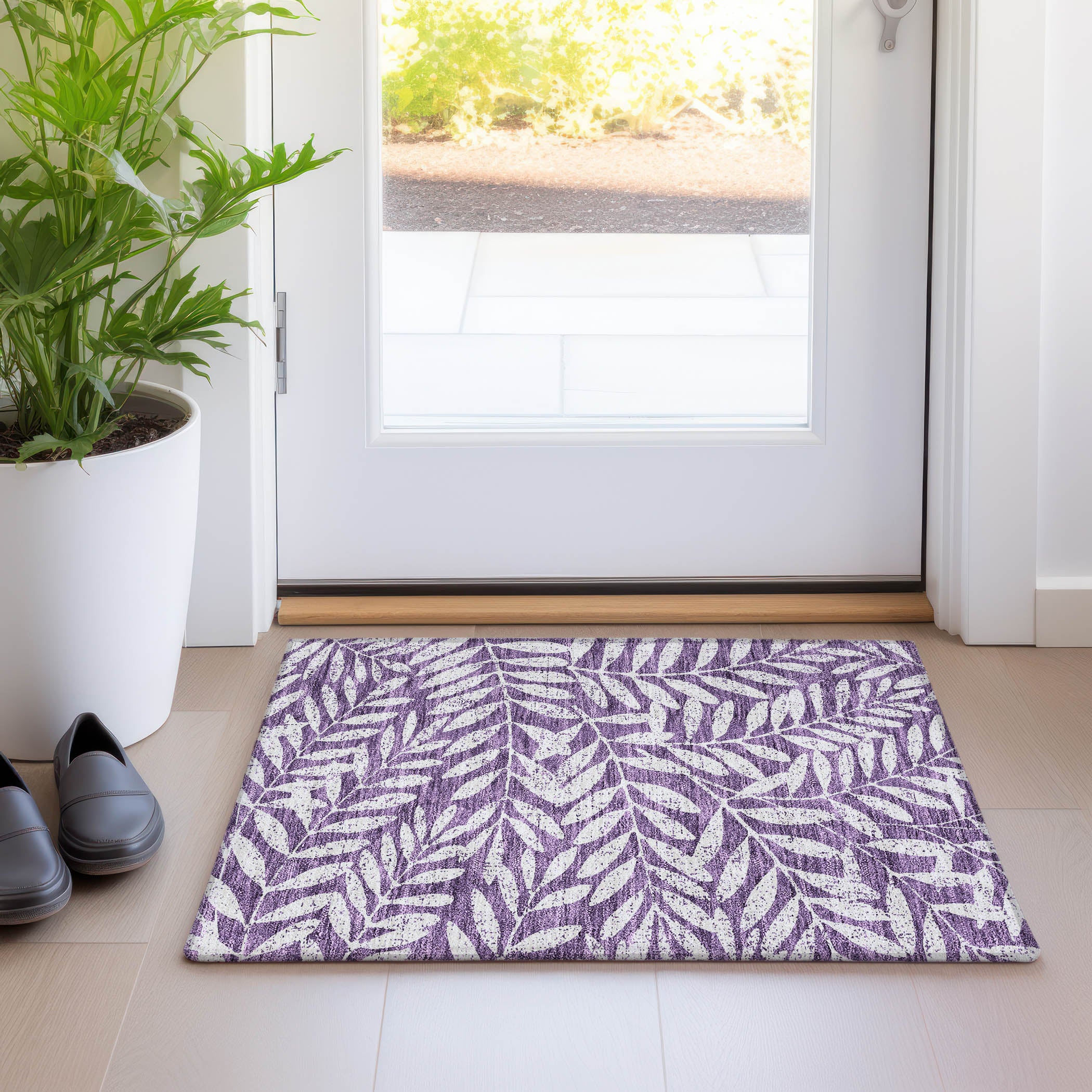Lima Machine Washable Transitional Purple Rug 1'8" x 2'6" #shape_Rectangle
