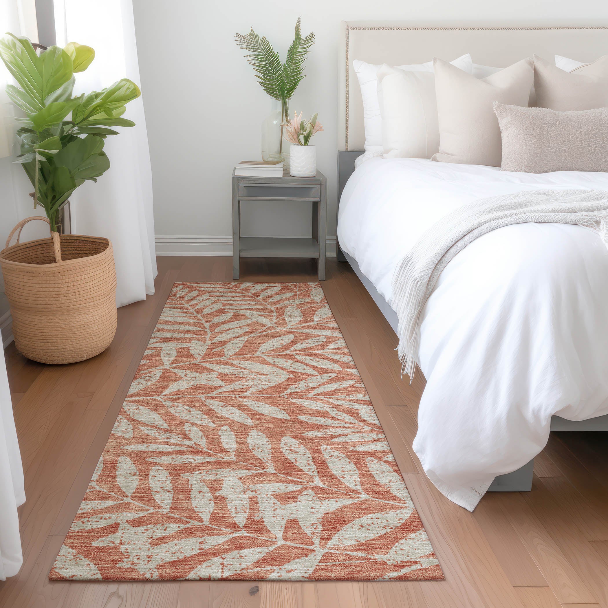 Lima Machine Washable Transitional Salmon Orange Rug 2'3" x 7'6" #shape_Runner