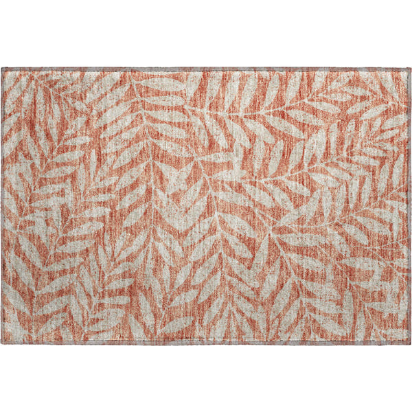 Lima Machine Washable Transitional Salmon Orange Rug 1'8" x 2'6"