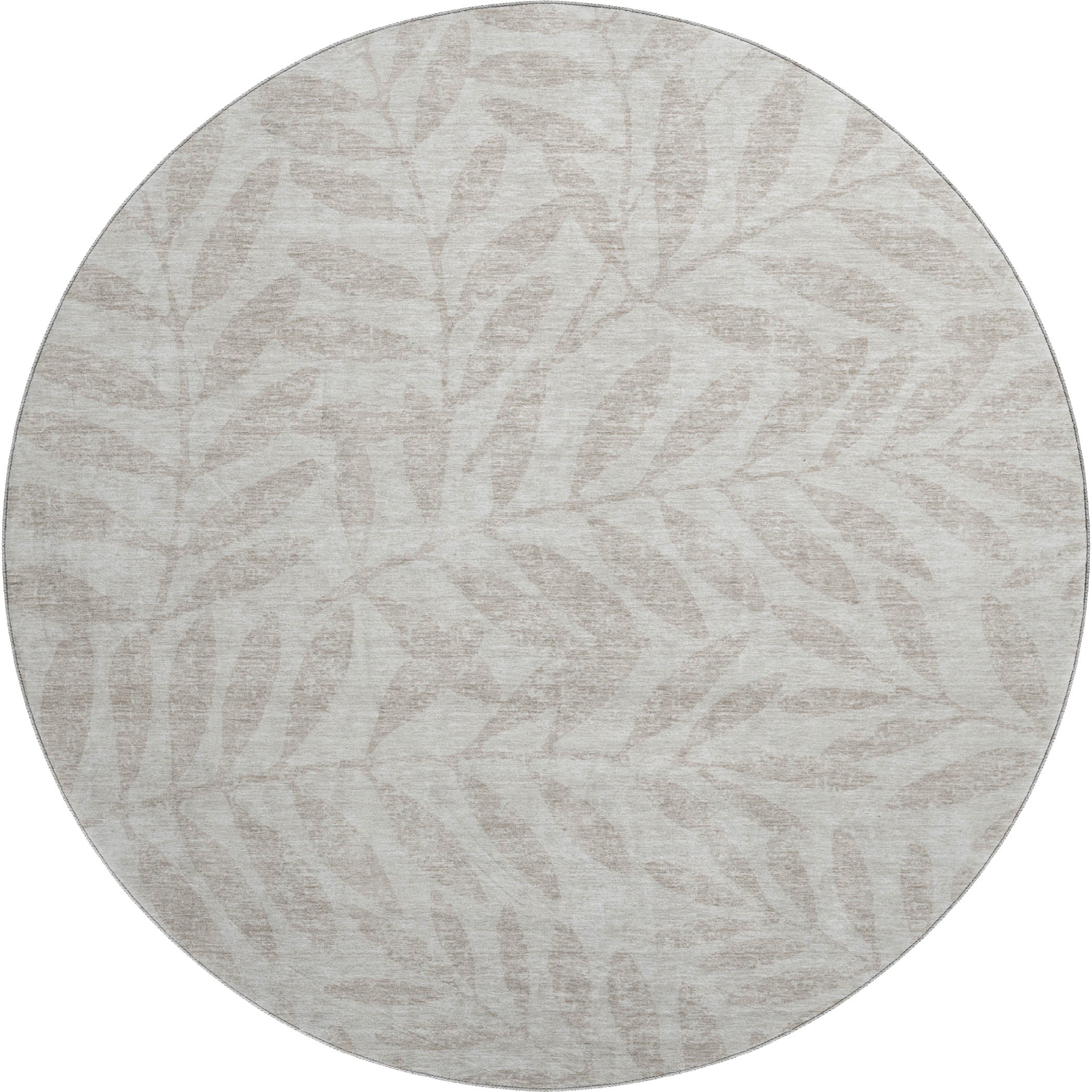 Lima Machine Washable Transitional Taupe Brown Rug 8' x 8' #shape_Round