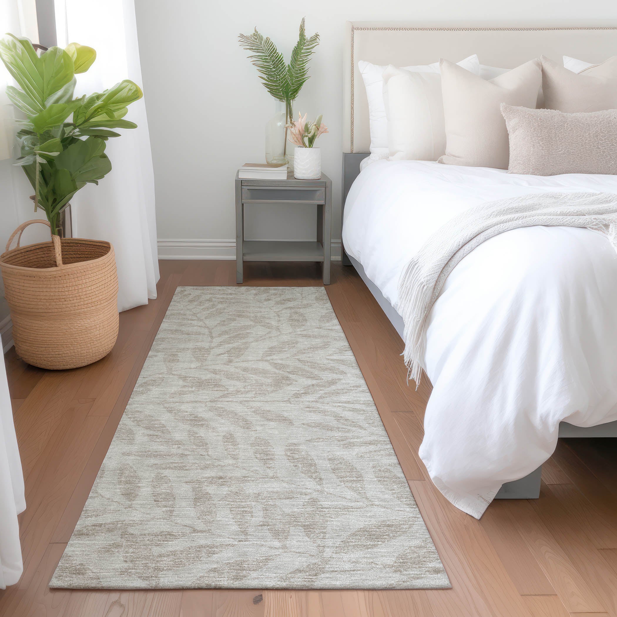 Lima Machine Washable Transitional Taupe Brown Rug 2'3" x 7'6" #shape_Runner