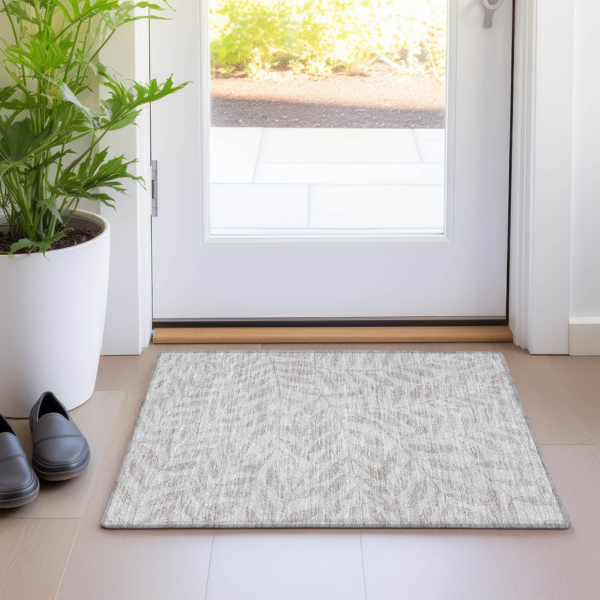 Lima Machine Washable Transitional Taupe Brown Rug 1'8" x 2'6" #shape_Rectangle