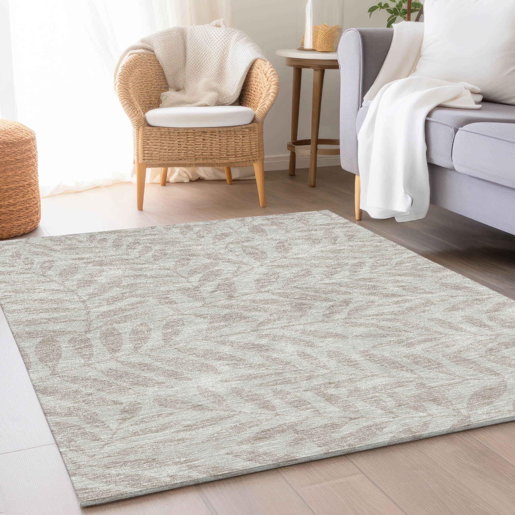 Lima Machine Washable Transitional Taupe Brown Rug 2'6" x 3'10" #shape_Rectangle