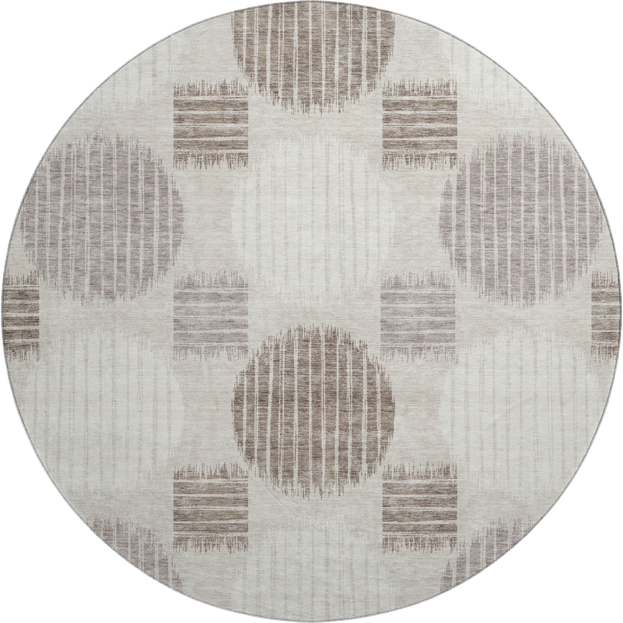 Jaipur Machine Washable Transitional Beige Brown Rug 8' x 8' #shape_Round