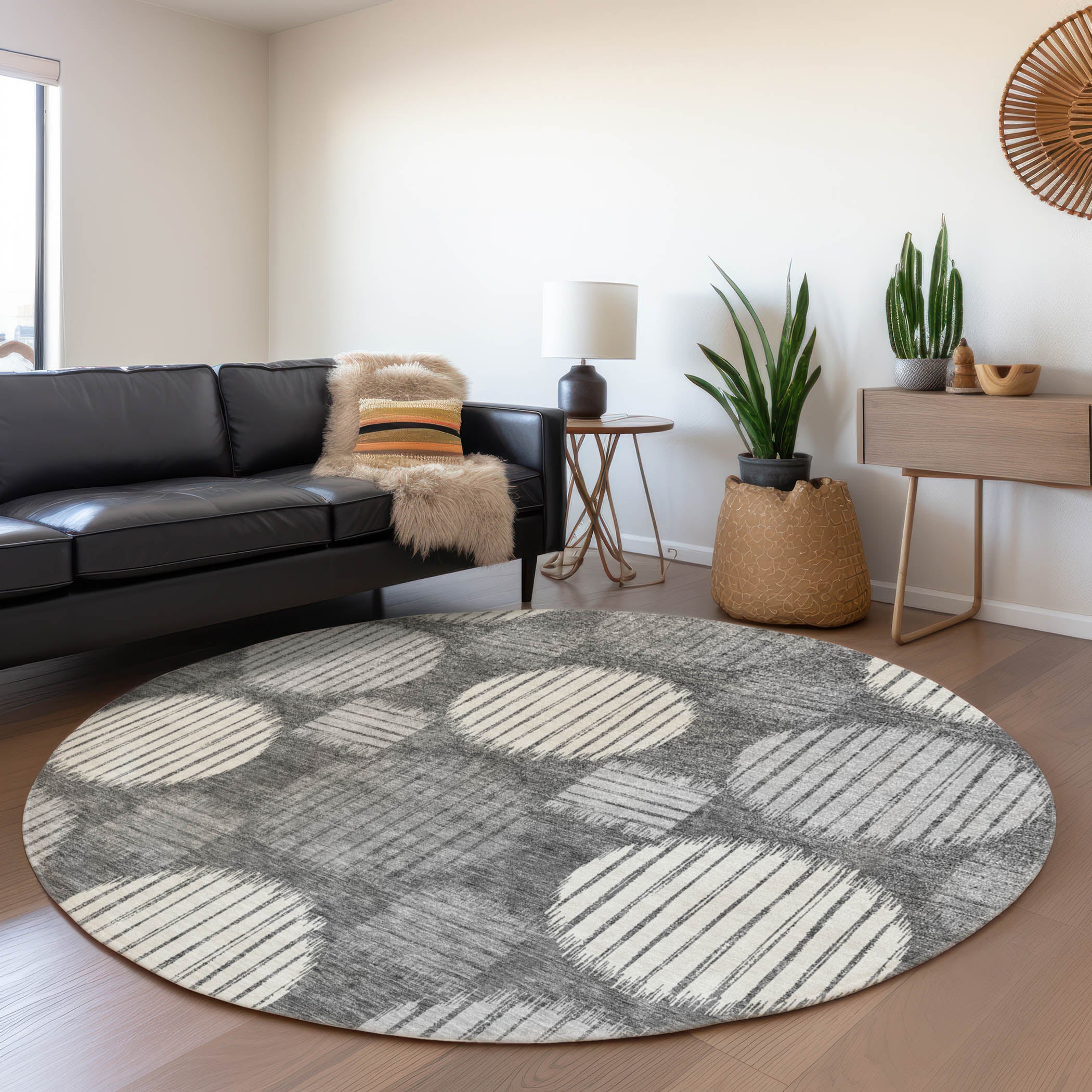Jaipur Machine Washable Transitional Charcoal Gray Rug 8' x 8' #shape_Round