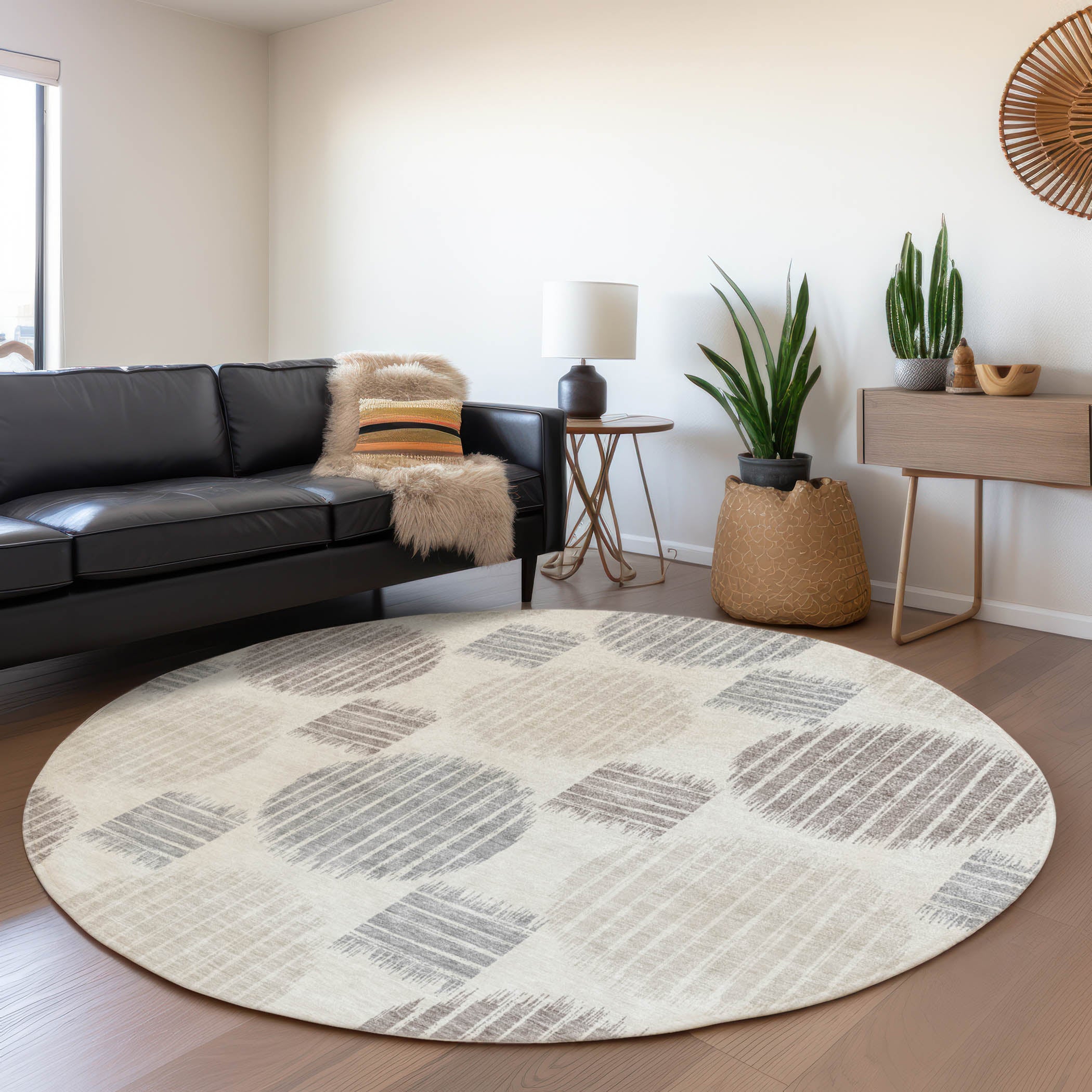 Jaipur Machine Washable Transitional Ivory Rug 8' x 8' #shape_Round