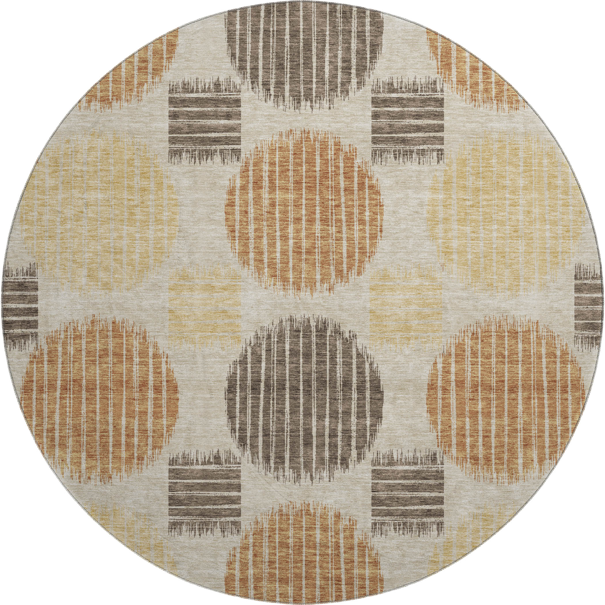 Jaipur Machine Washable Transitional Tan Brown Rug 8' x 8' #shape_Round