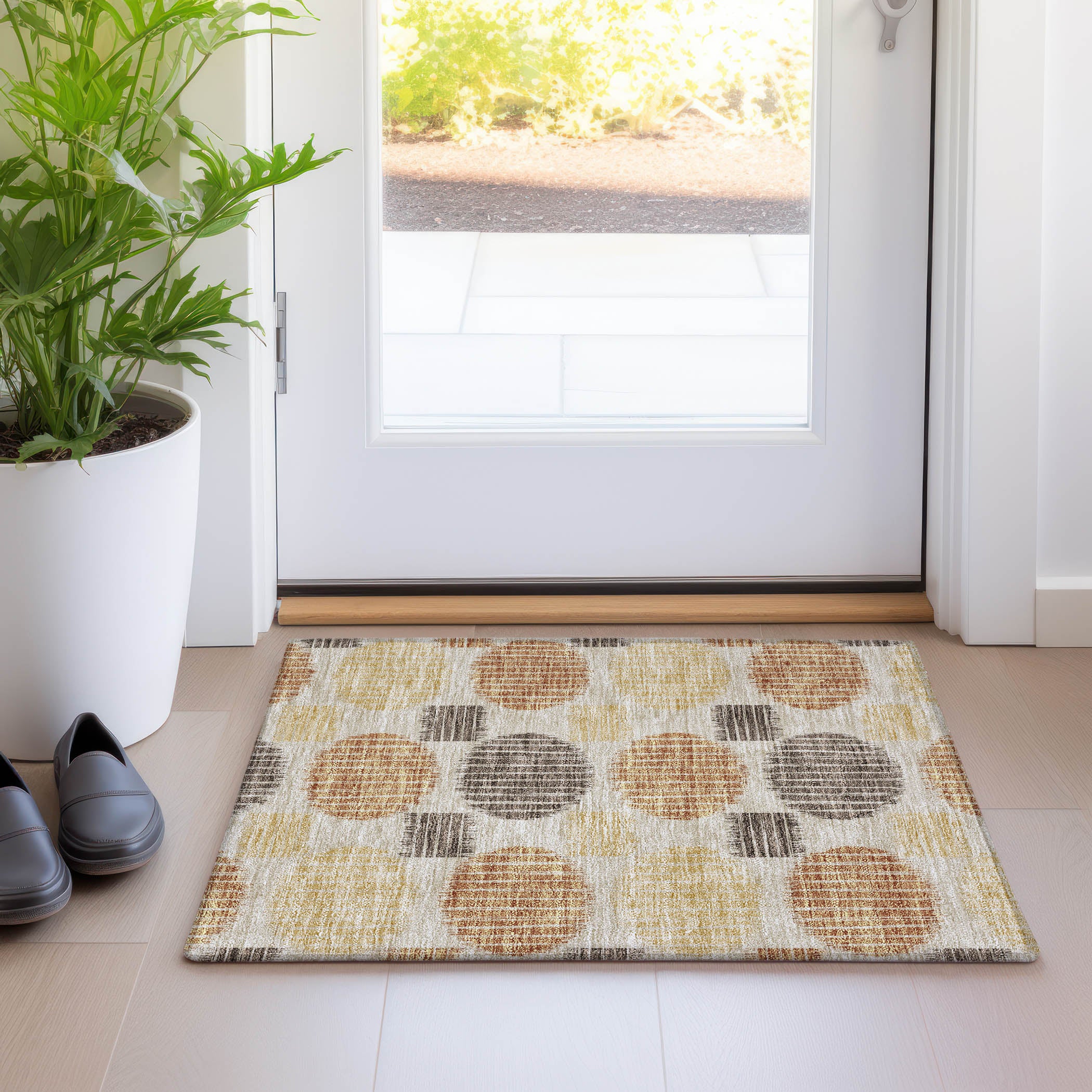 Jaipur Machine Washable Transitional Tan Brown Rug 1'8" x 2'6" #shape_Rectangle