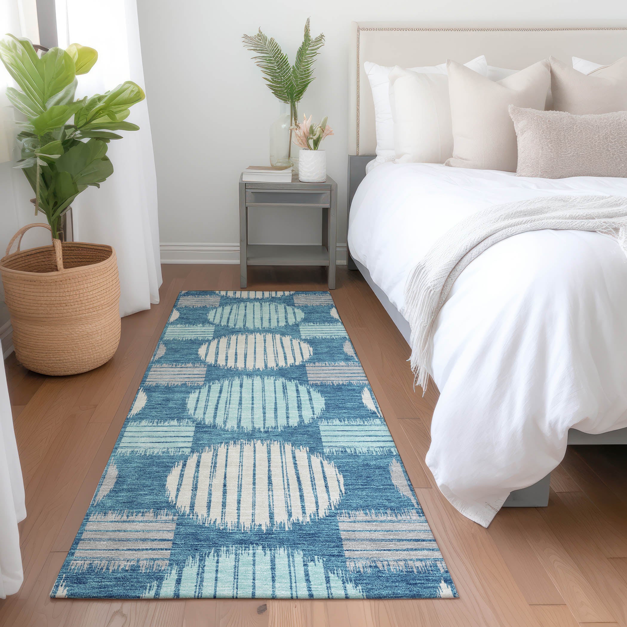 Jaipur Machine Washable Transitional Teal Rug 2'3" x 7'6" #shape_Runner