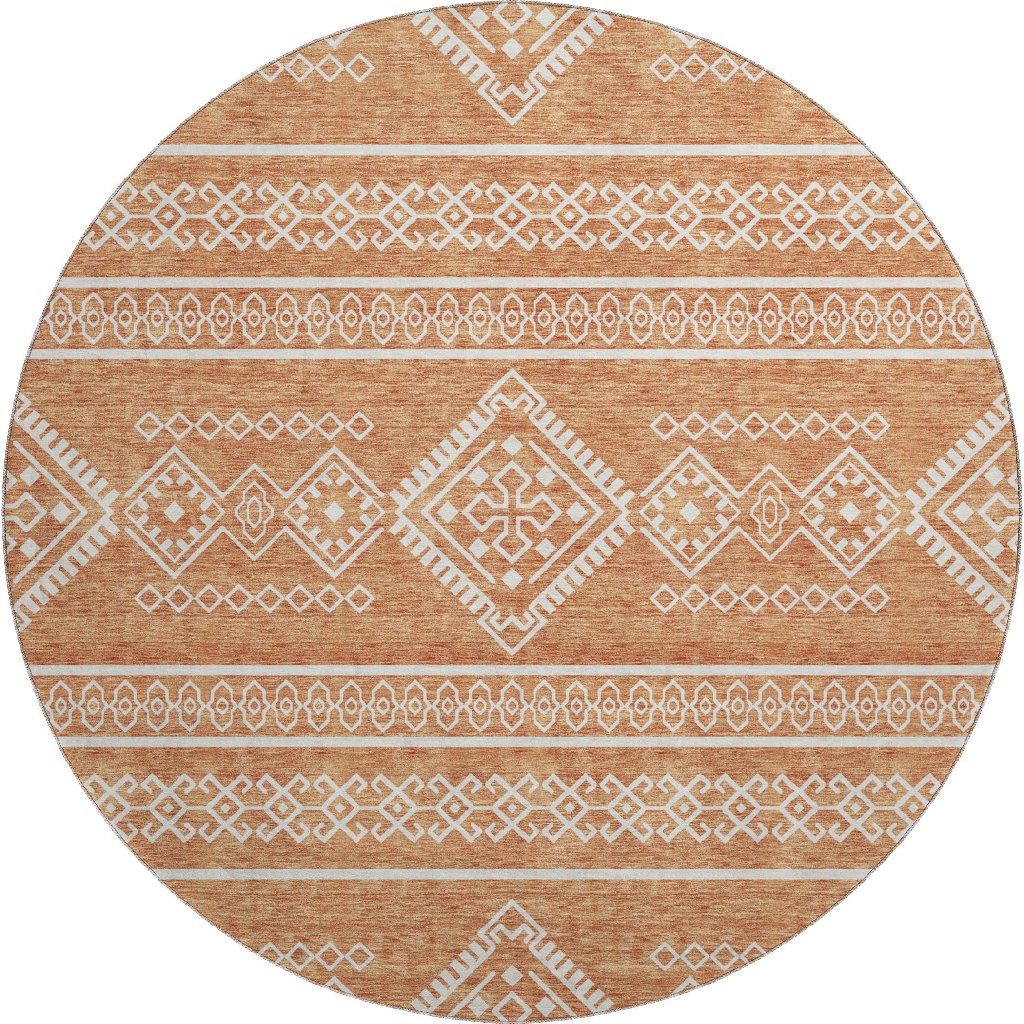 Ghent Machine Washable Transitional Copper Orange Rug 8' x 8' #shape_Round