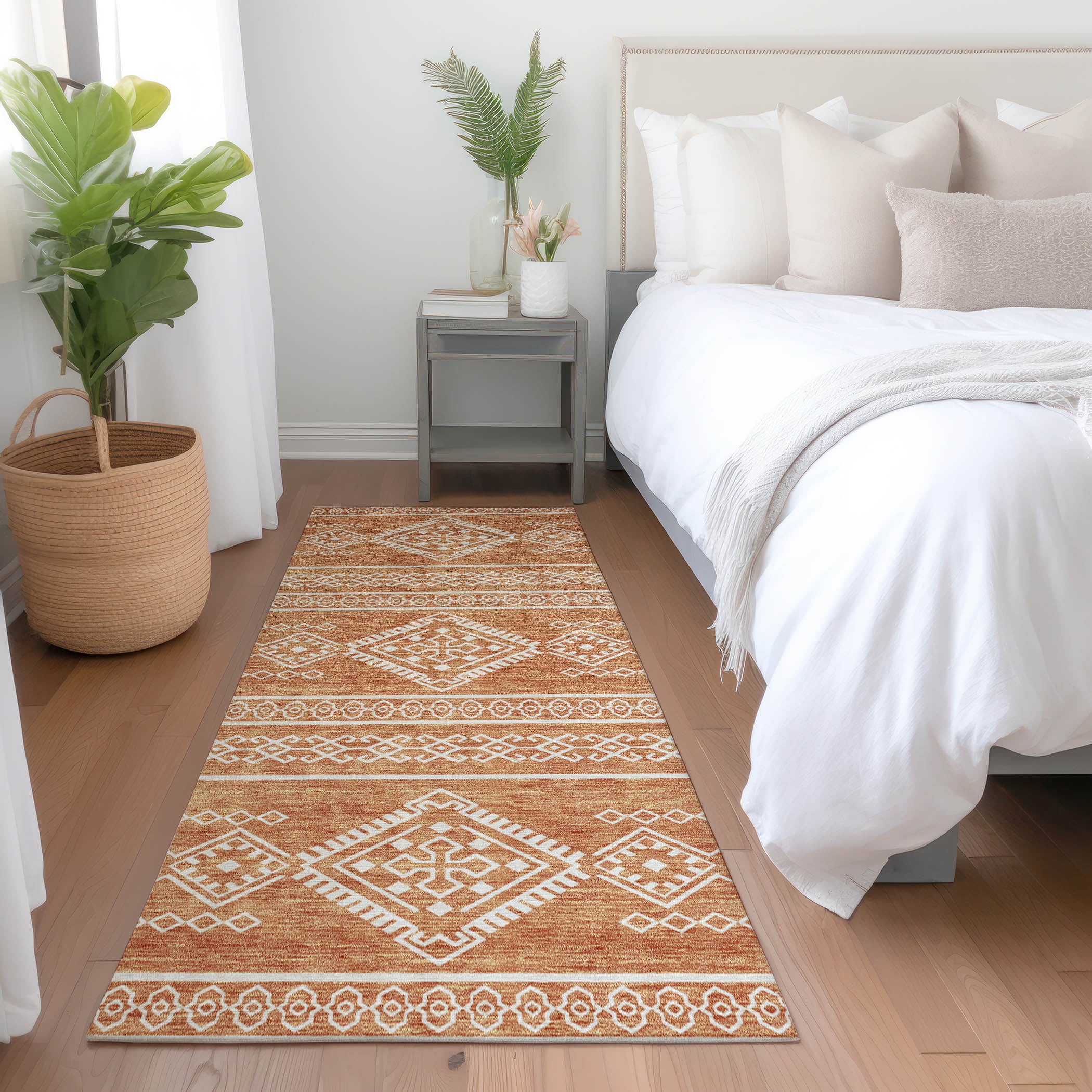 Ghent Machine Washable Transitional Copper Orange Rug 2'3" x 7'6" #shape_Runner