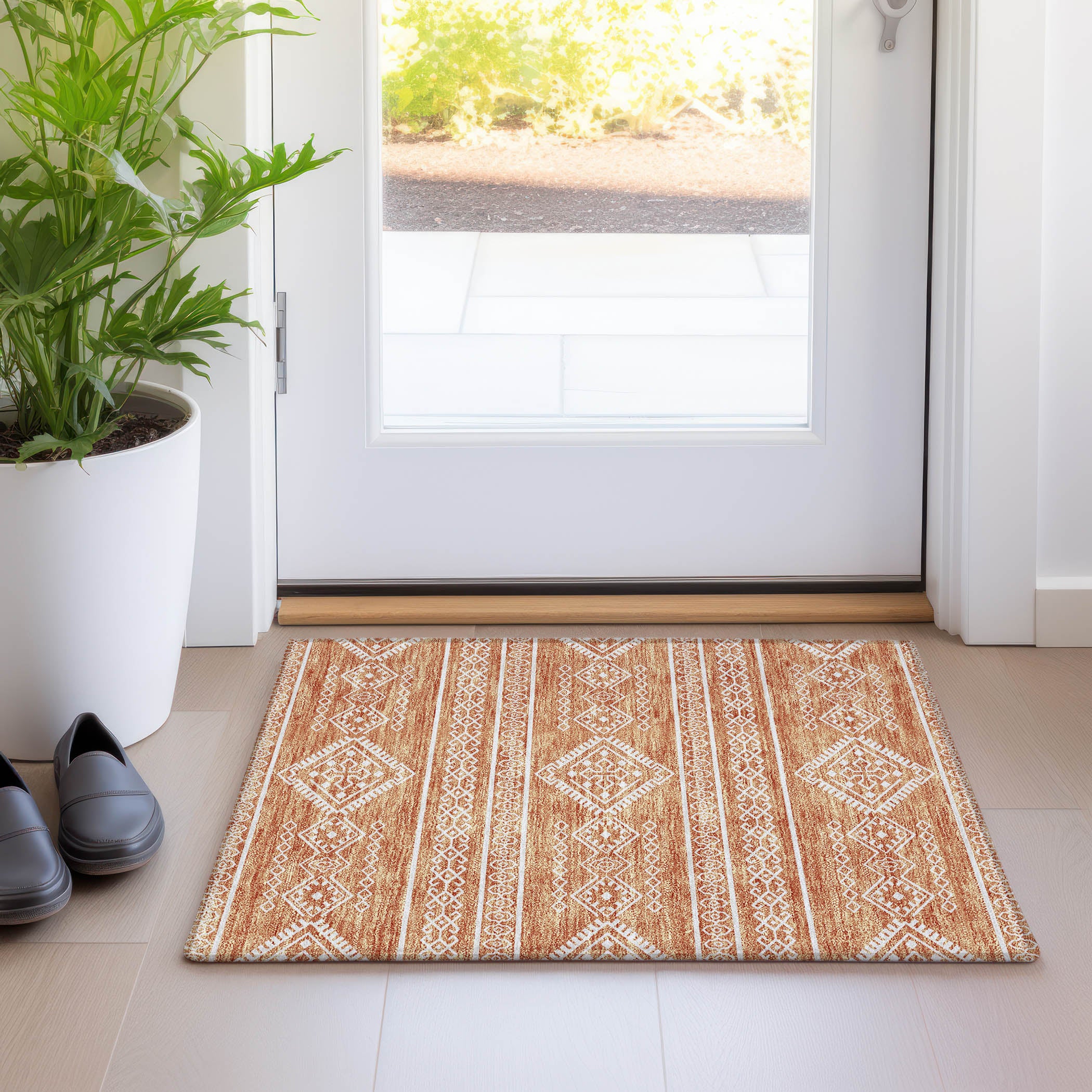 Ghent Machine Washable Transitional Copper Orange Rug 1'8" x 2'6" #shape_Rectangle
