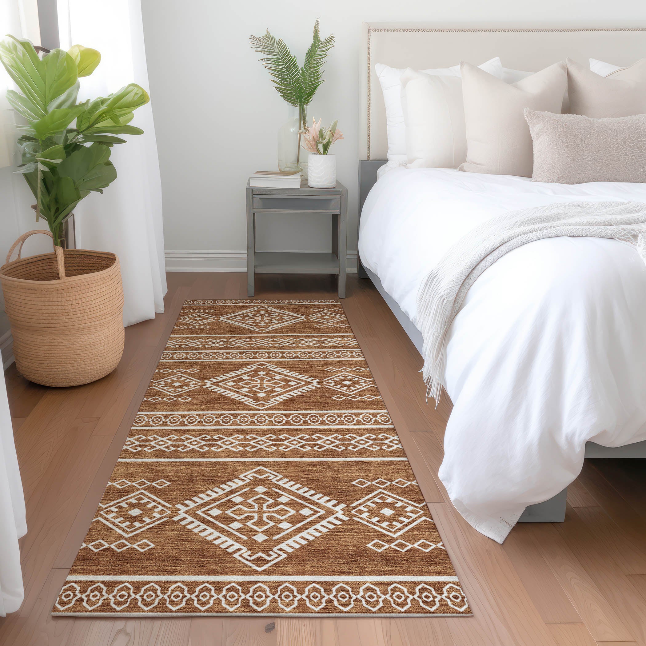 Ghent Machine Washable Transitional Paprika Orange Rug 2'3" x 7'6" #shape_Runner