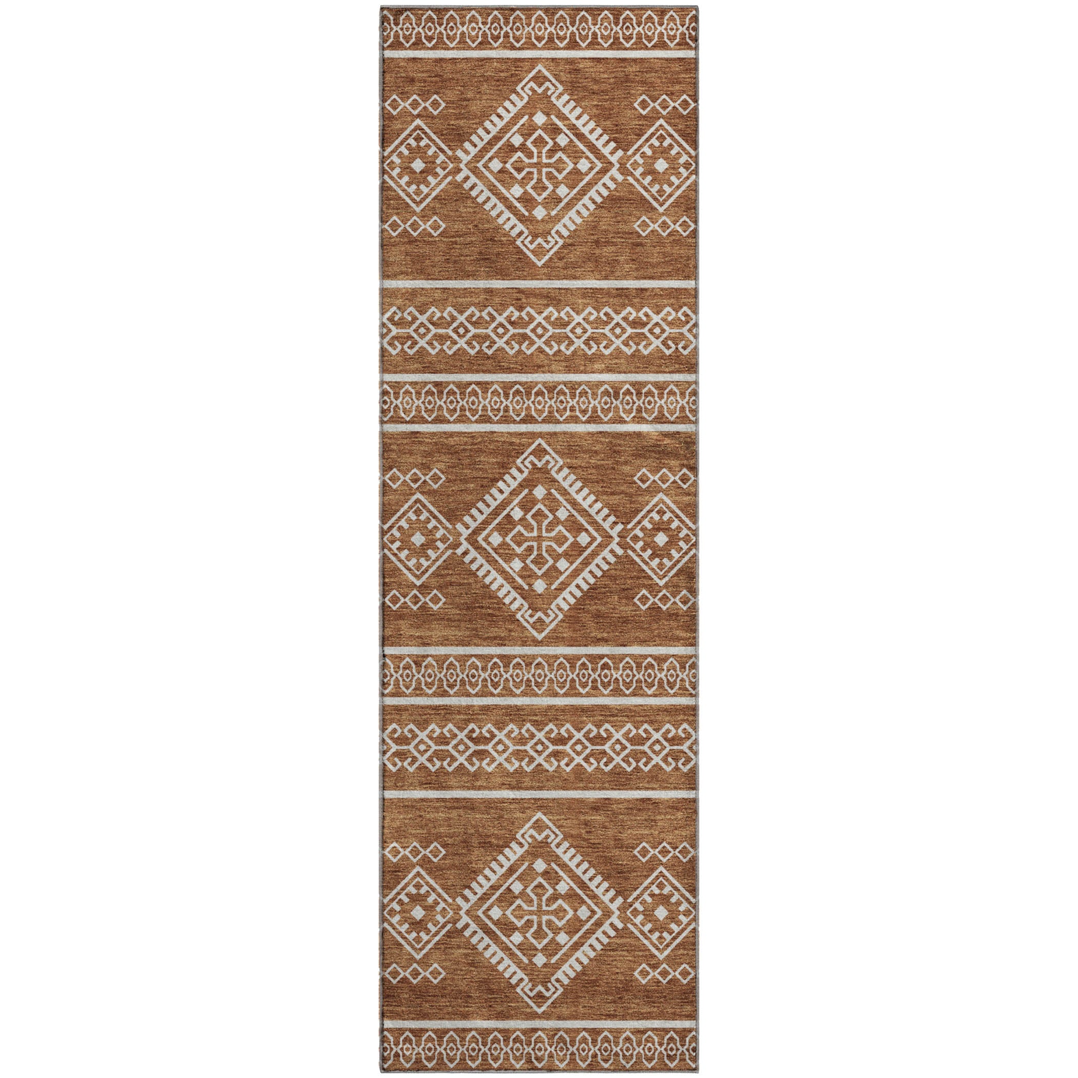 Ghent Machine Washable Transitional Paprika Orange Rug 2'3" x 7'6" #shape_Runner