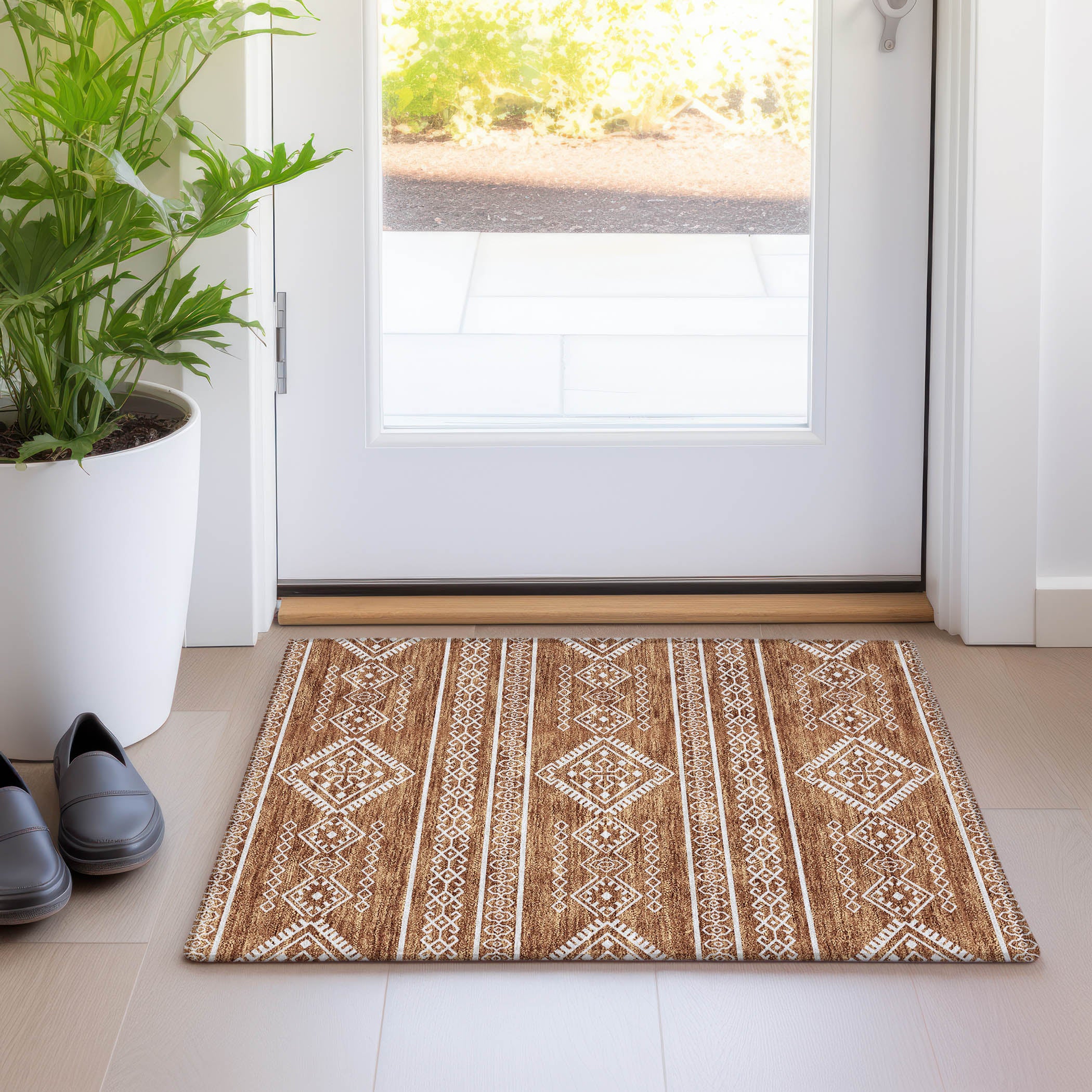 Ghent Machine Washable Transitional Paprika Orange Rug 1'8" x 2'6" #shape_Rectangle