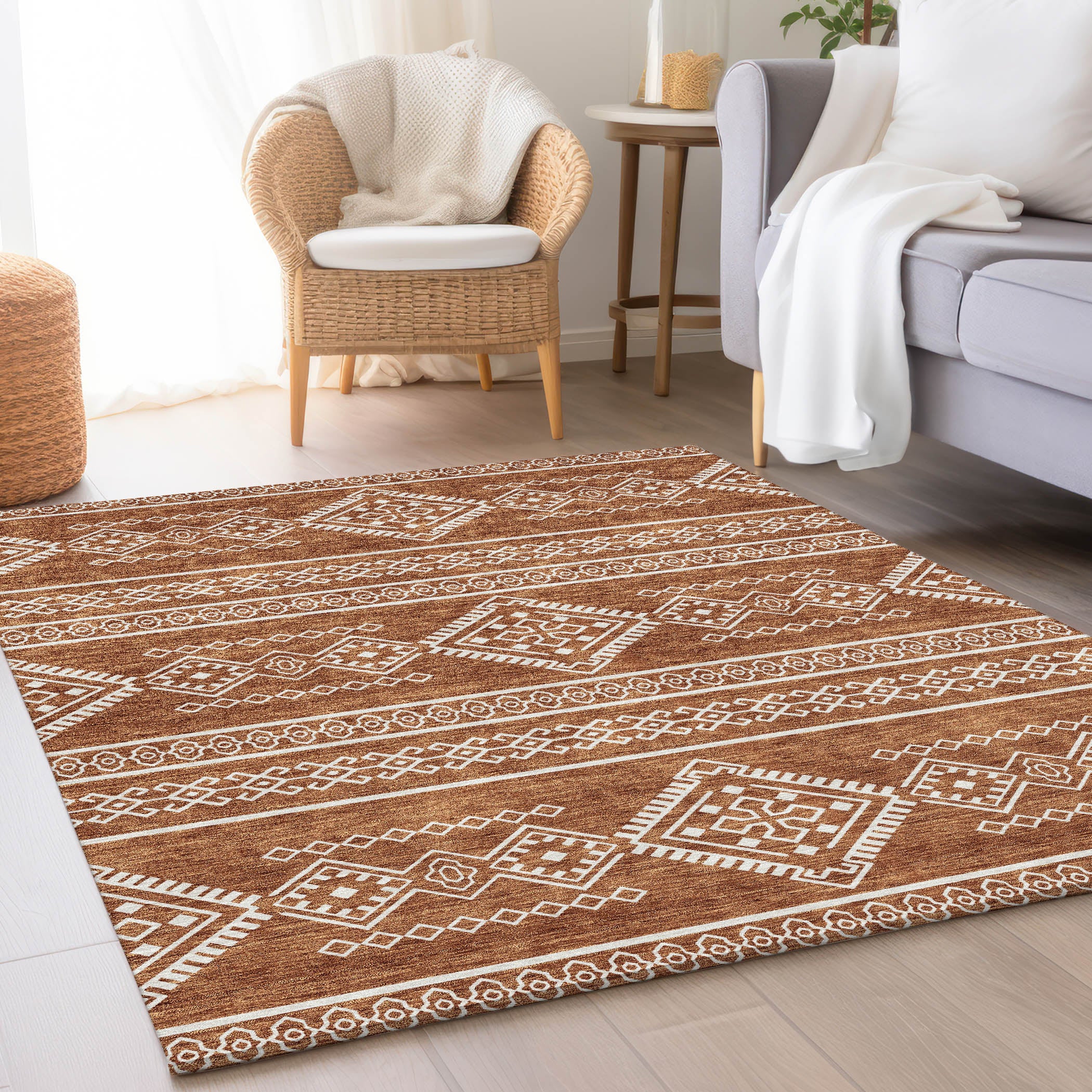 Ghent Machine Washable Transitional Paprika Orange Rug 2'6" x 3'10" #shape_Rectangle