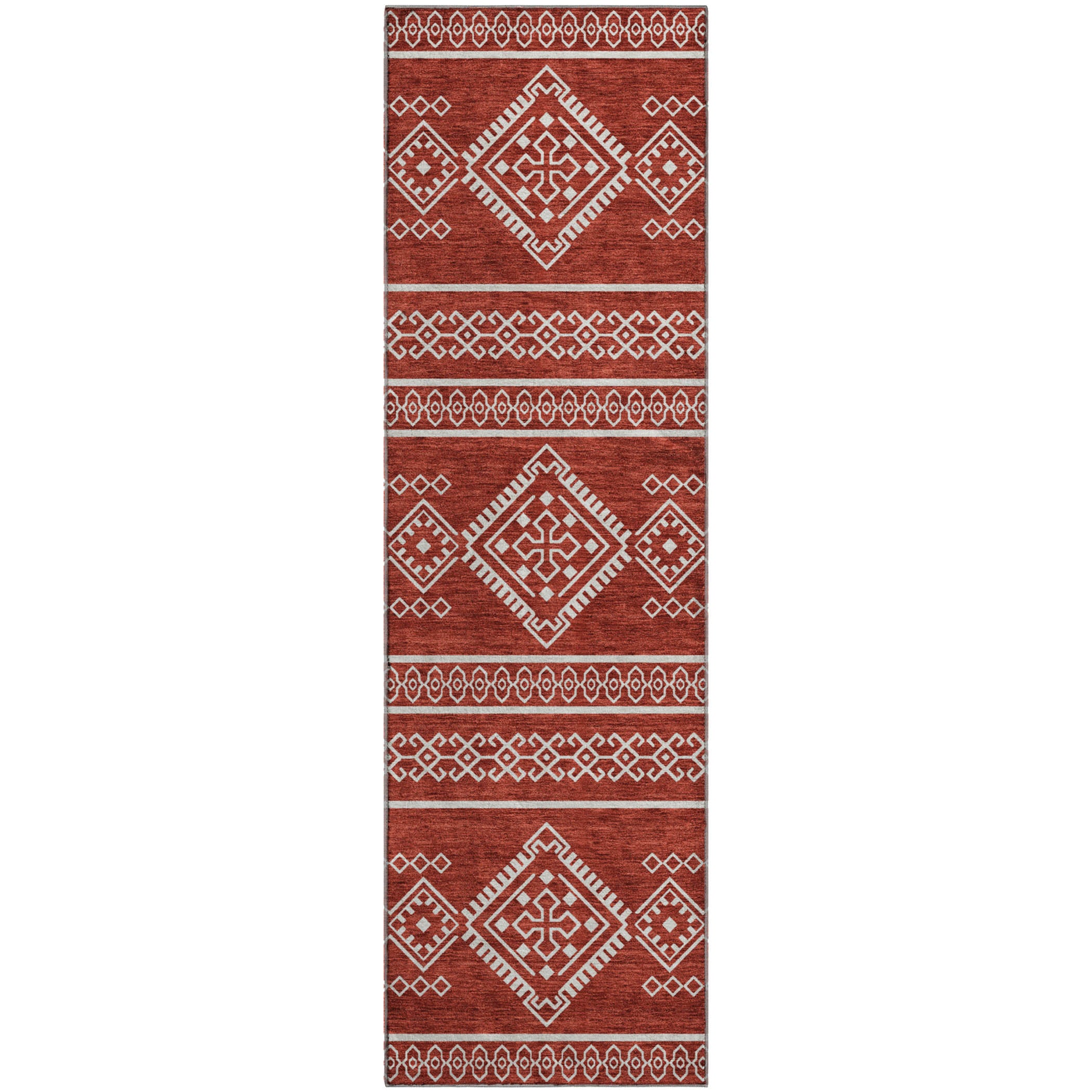 Ghent Machine Washable Transitional Red Rug 2'3" x 7'6" #shape_Runner
