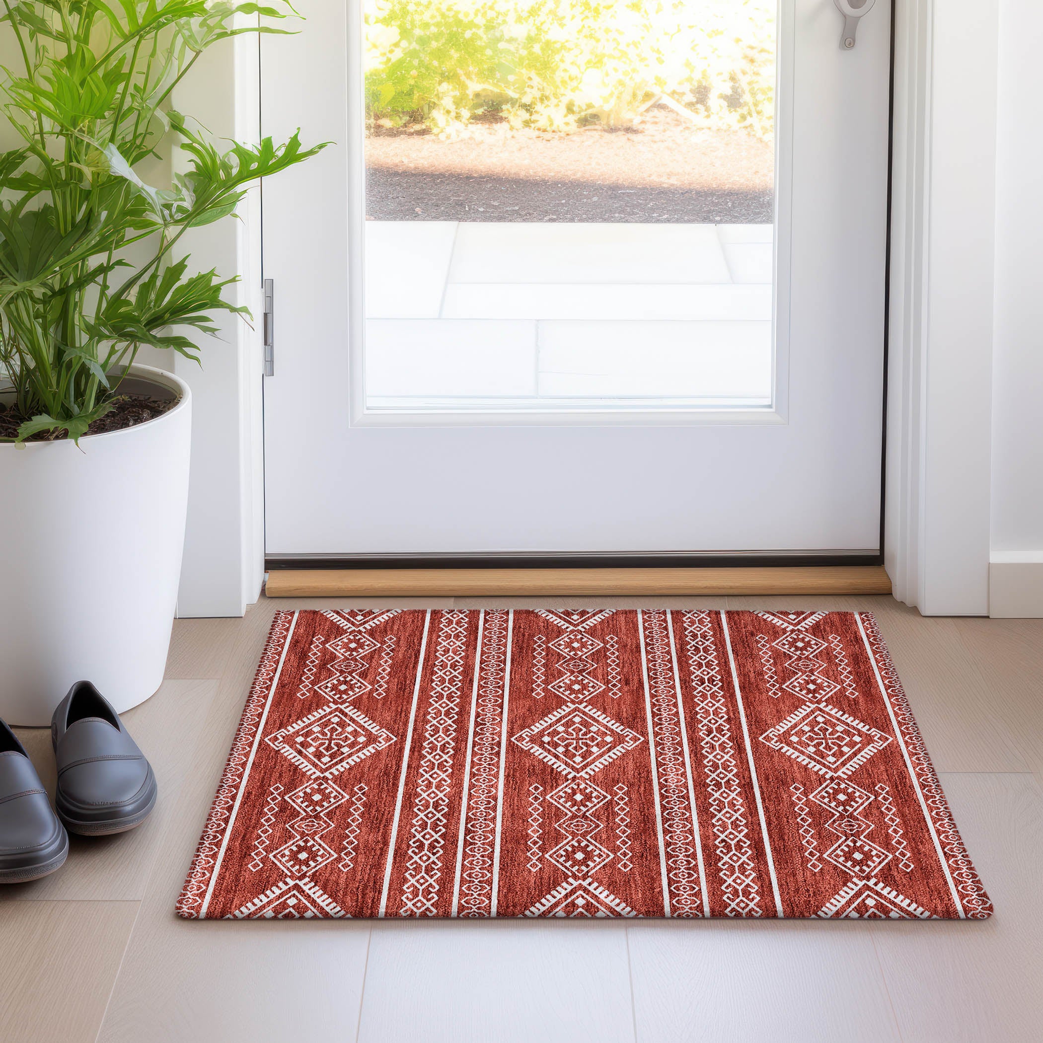 Ghent Machine Washable Transitional Red Rug 1'8" x 2'6" #shape_Rectangle