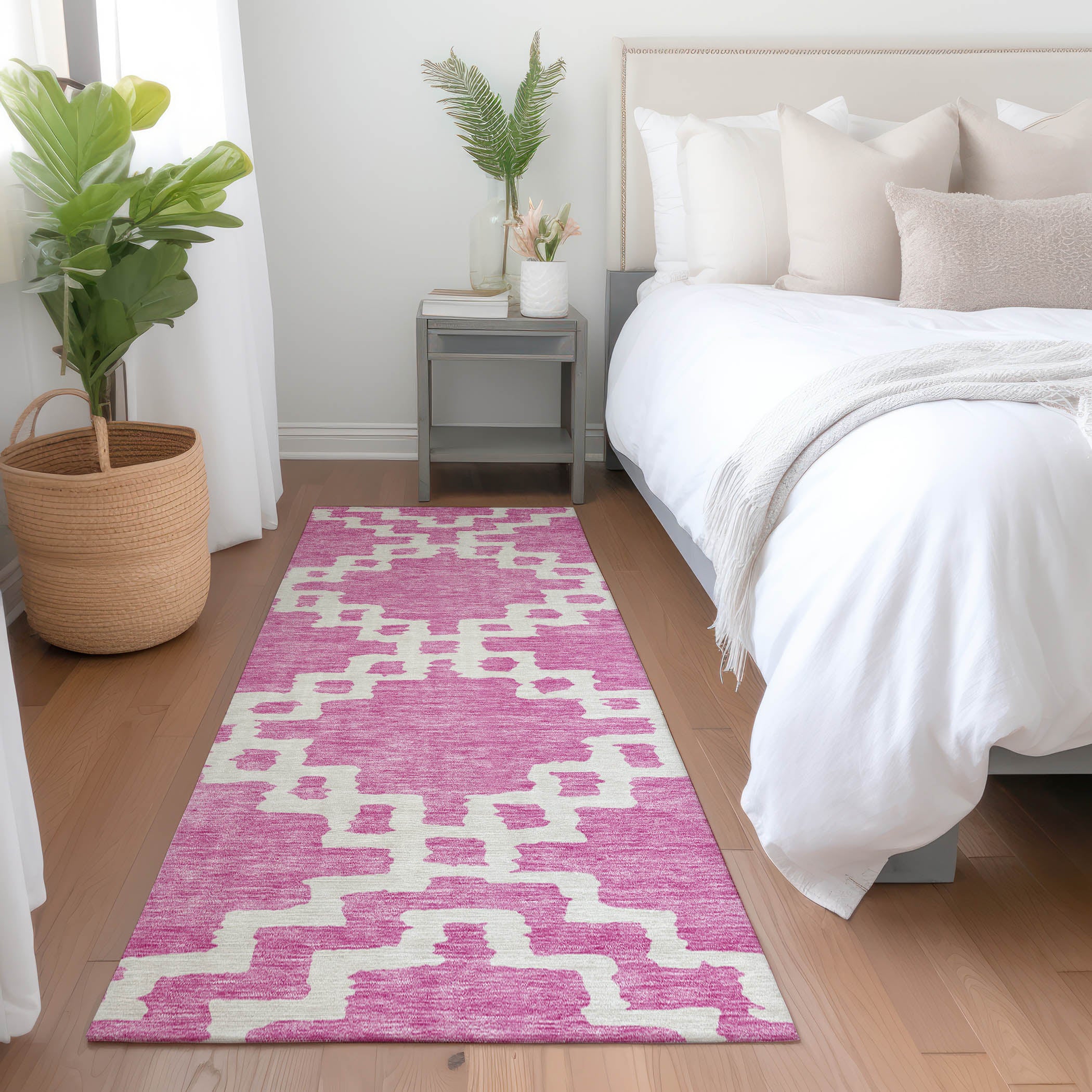Budapest Machine Washable Transitional Blush Pink Rug 2'3" x 7'6" #shape_Runner