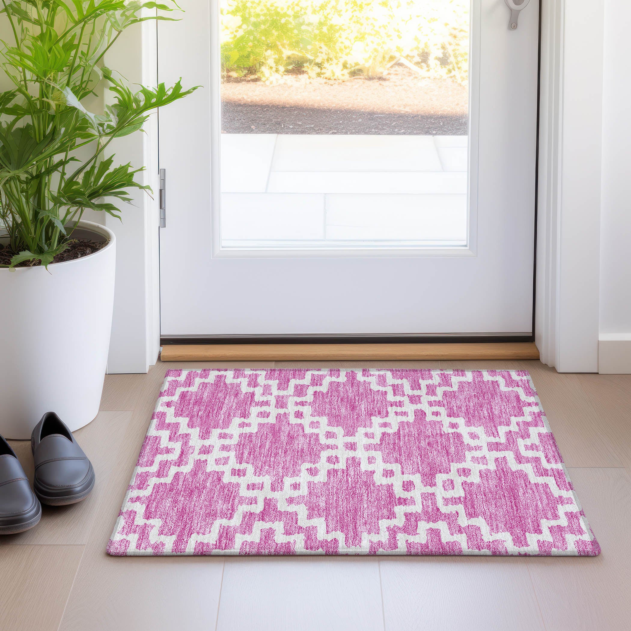 Budapest Machine Washable Transitional Blush Pink Rug 1'8" x 2'6" #shape_Rectangle
