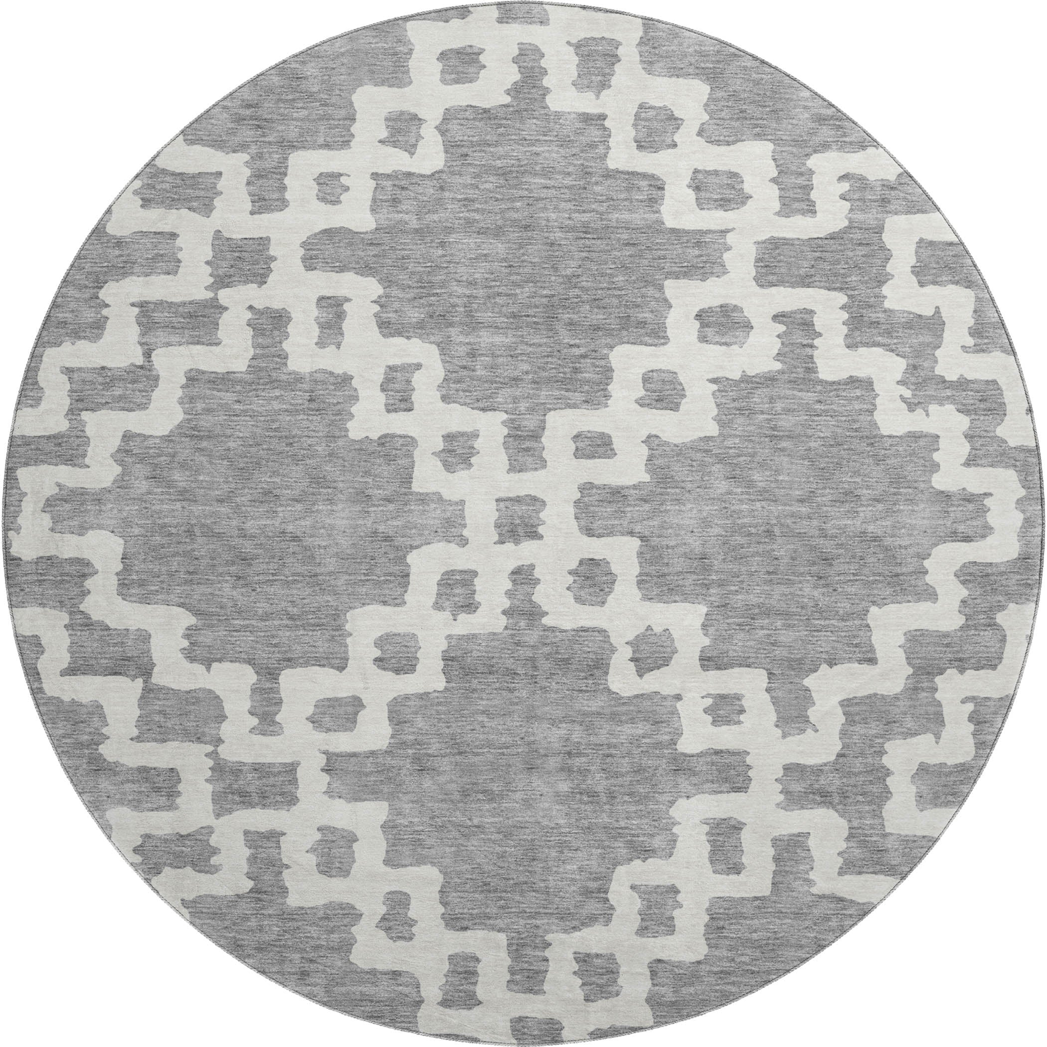 Budapest Machine Washable Transitional Gray Rug 8' x 8' #shape_Round